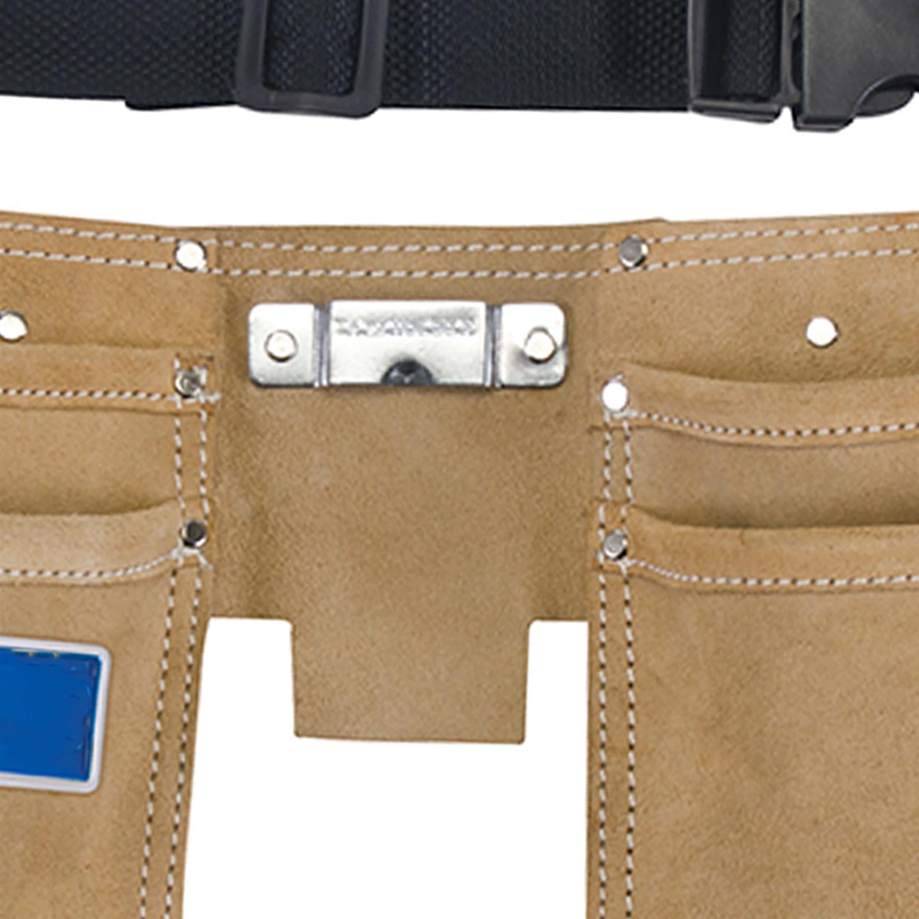 11 Pocket Double Tool Belt Leather Nails Pouch DIY Carpenter Roofing Holster