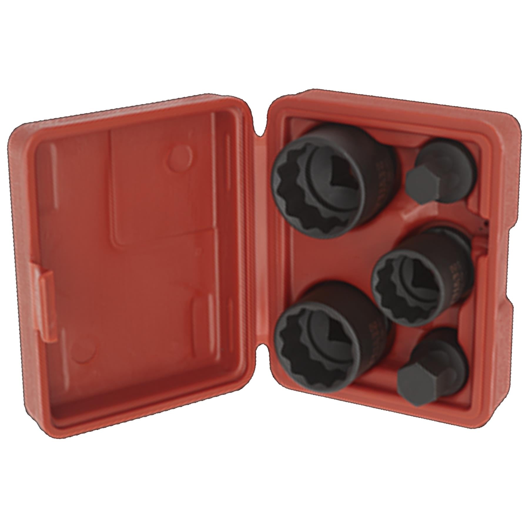 Sealey Impact Hub Socket & Socket Bit Set 5pc 12-Point 1/2"Sq Drive