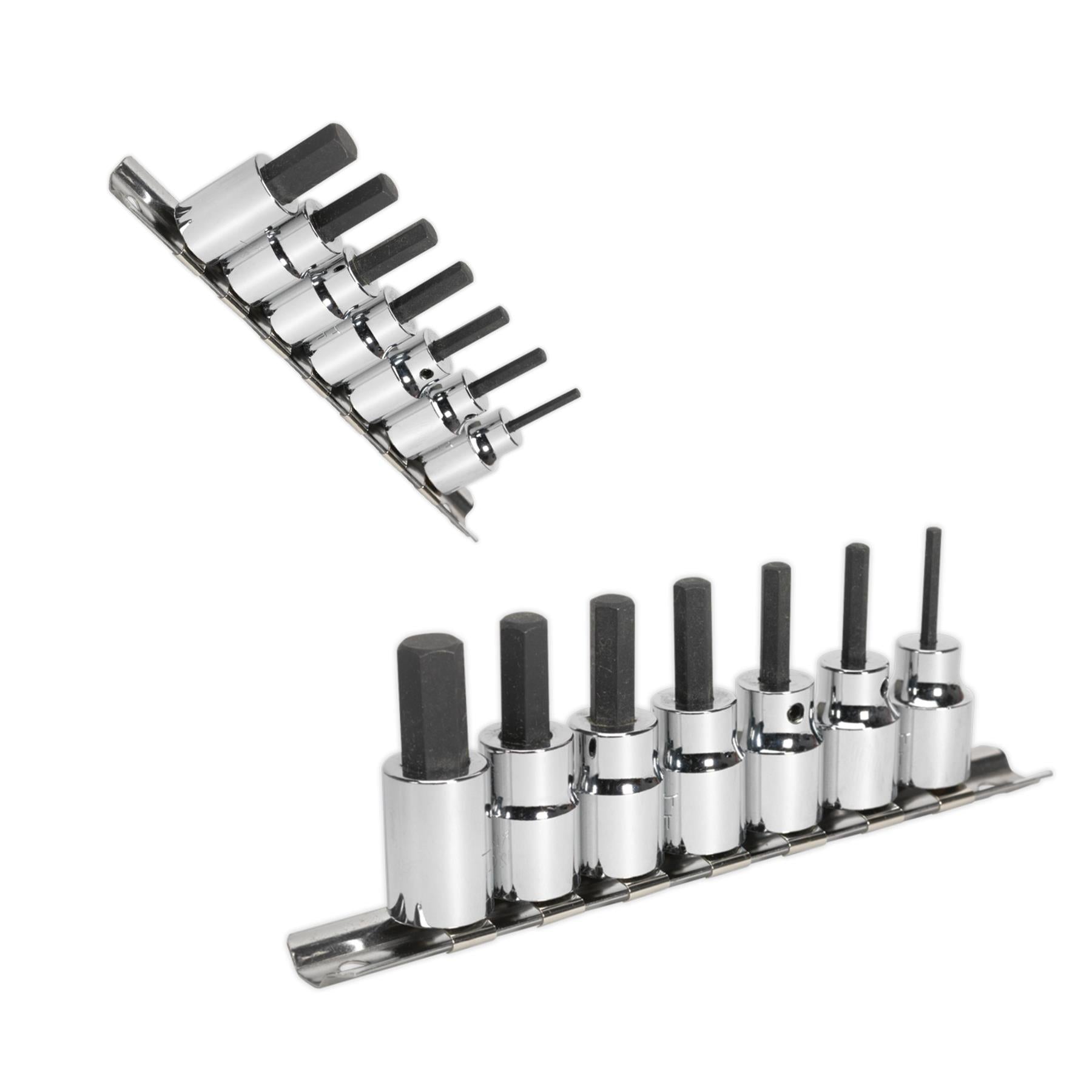 Sealey Hex Socket Bit Set 7pc 3/8"Sq Drive Metric