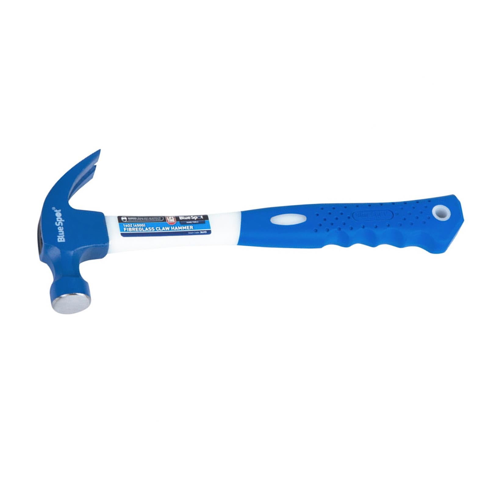 BlueSpot 20oz Claw Hammer Fibreglass Handle Shaft Rubber Grip Wall Nail Remover