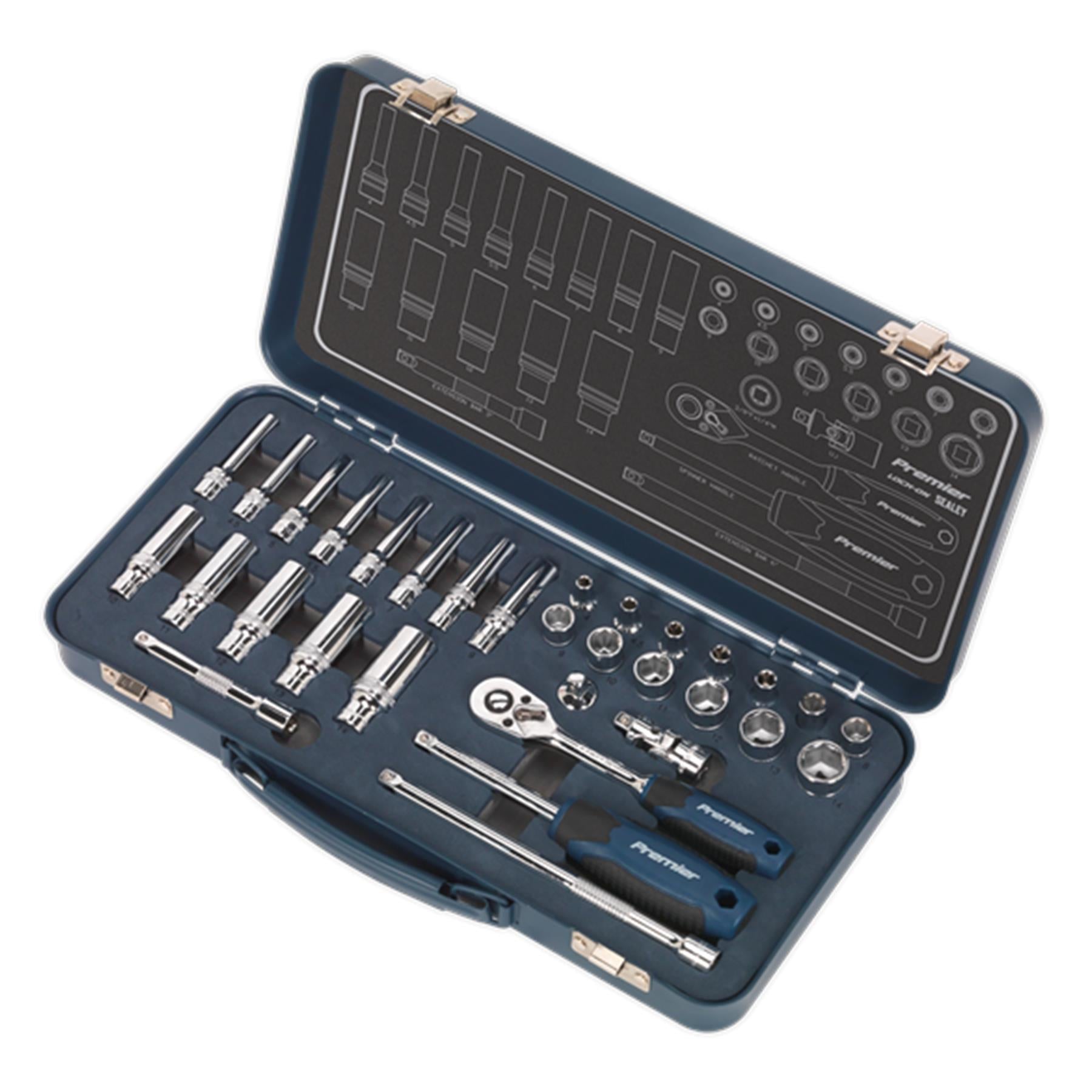 Sealey Socket Set 32pc Professional Lock-On Socket Set 1/4"Sq Drive Metric 6pt