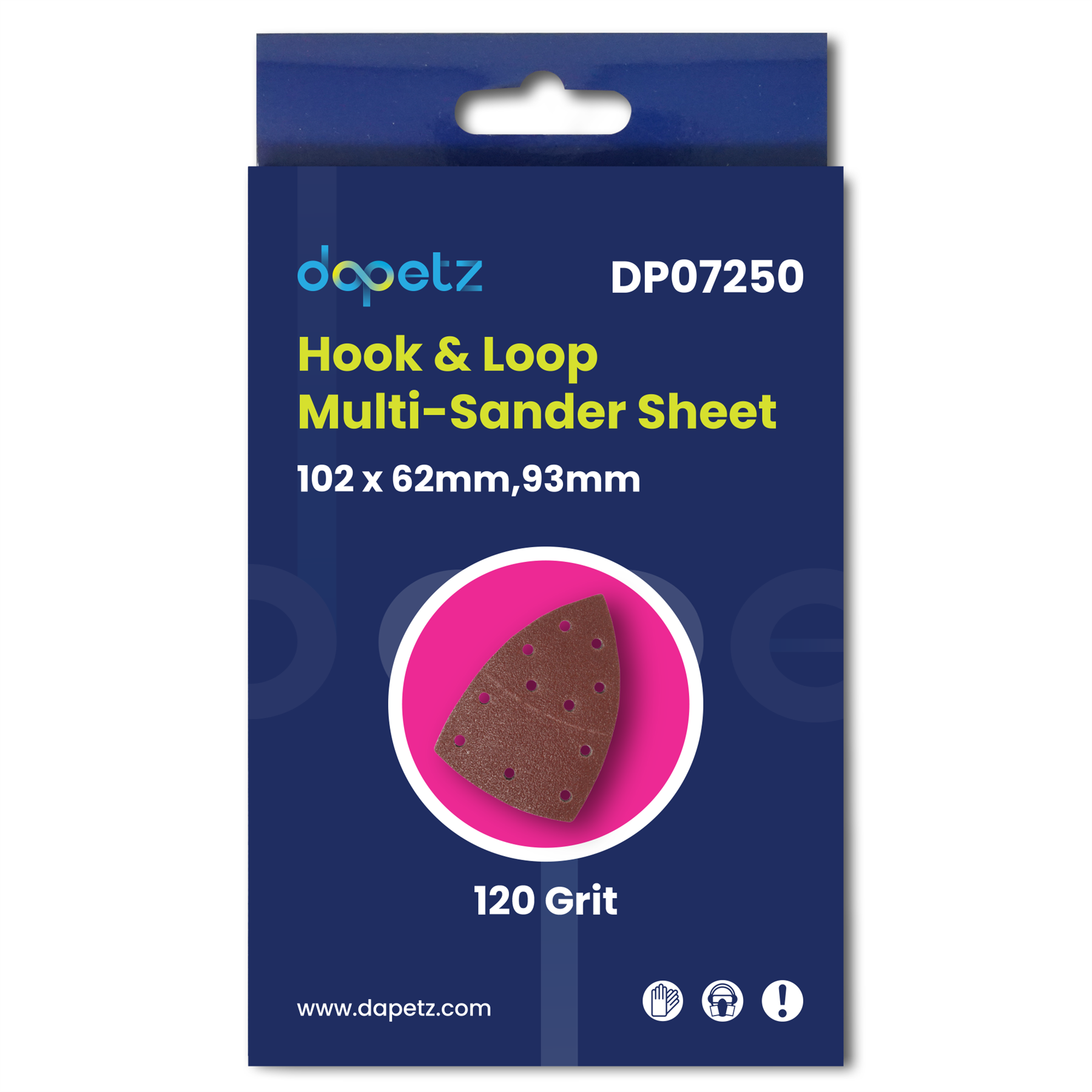 120Grit Hook & Loop Multi-Sander Sheets 102 x 62mm, 93mm 10pk w/ 11 Punched Hole