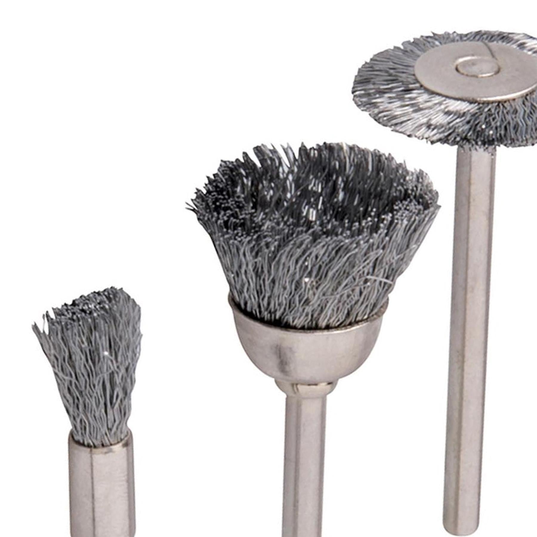 3Pc Metal Polishing Steel Wire Brush Set Dremel Rotary Tool Polish Clean Wheel