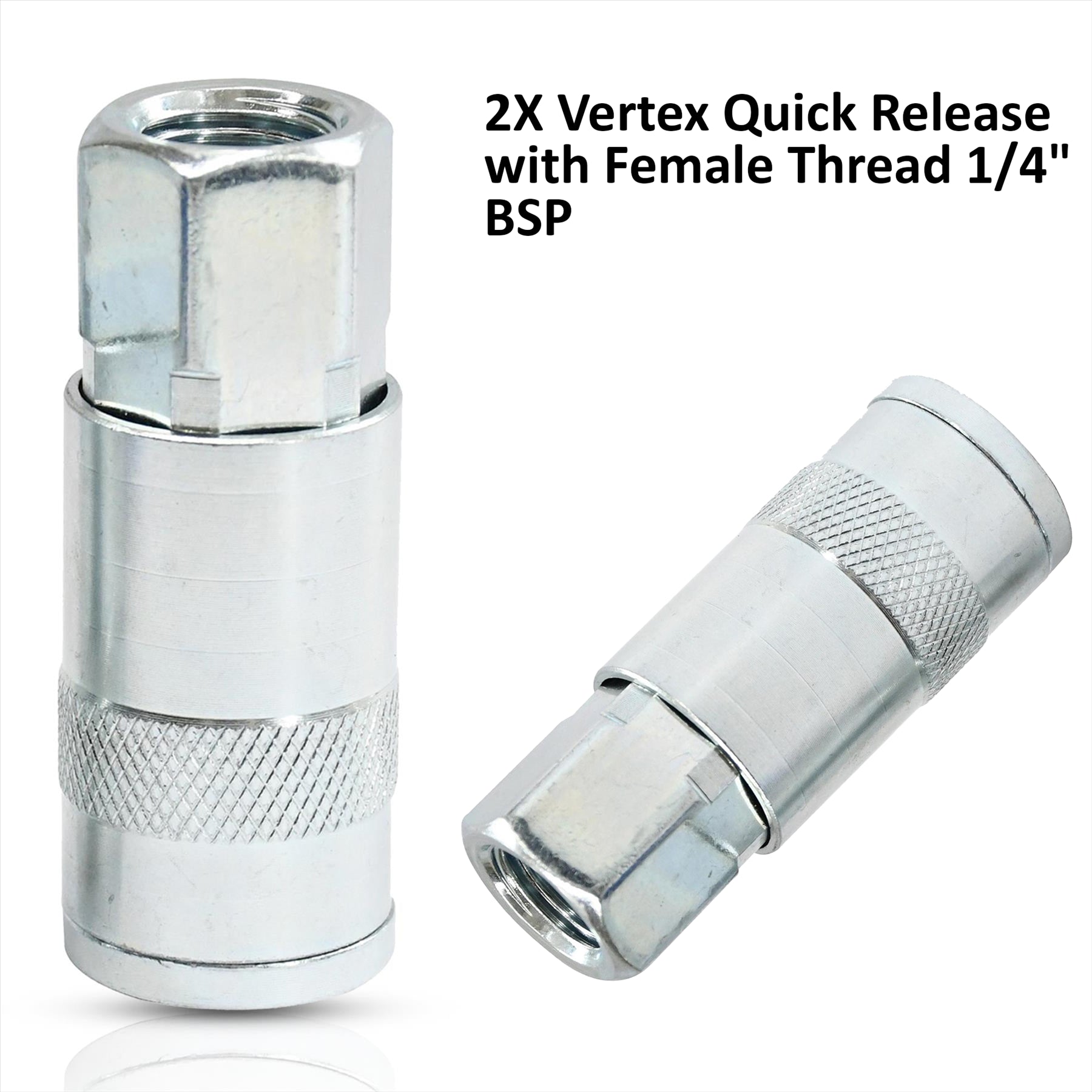 Vertex Air Line Fitting Quick Release Compressor Air Hose 1/4" Female Thread 2PC
