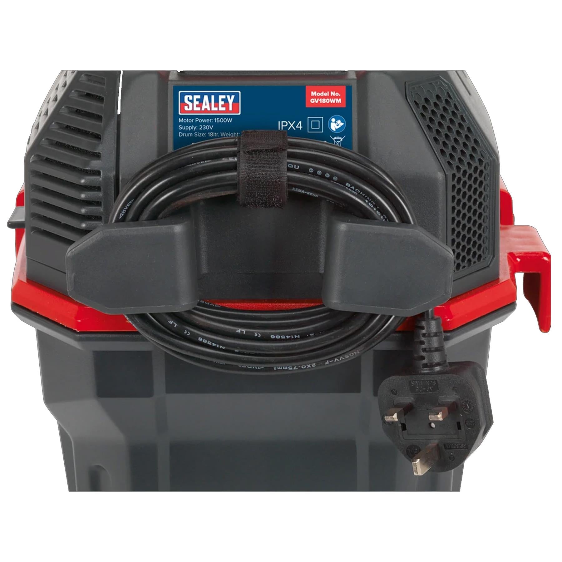 Sealey Garage Vacuum 1500W with Remote Control - Wall Mounting