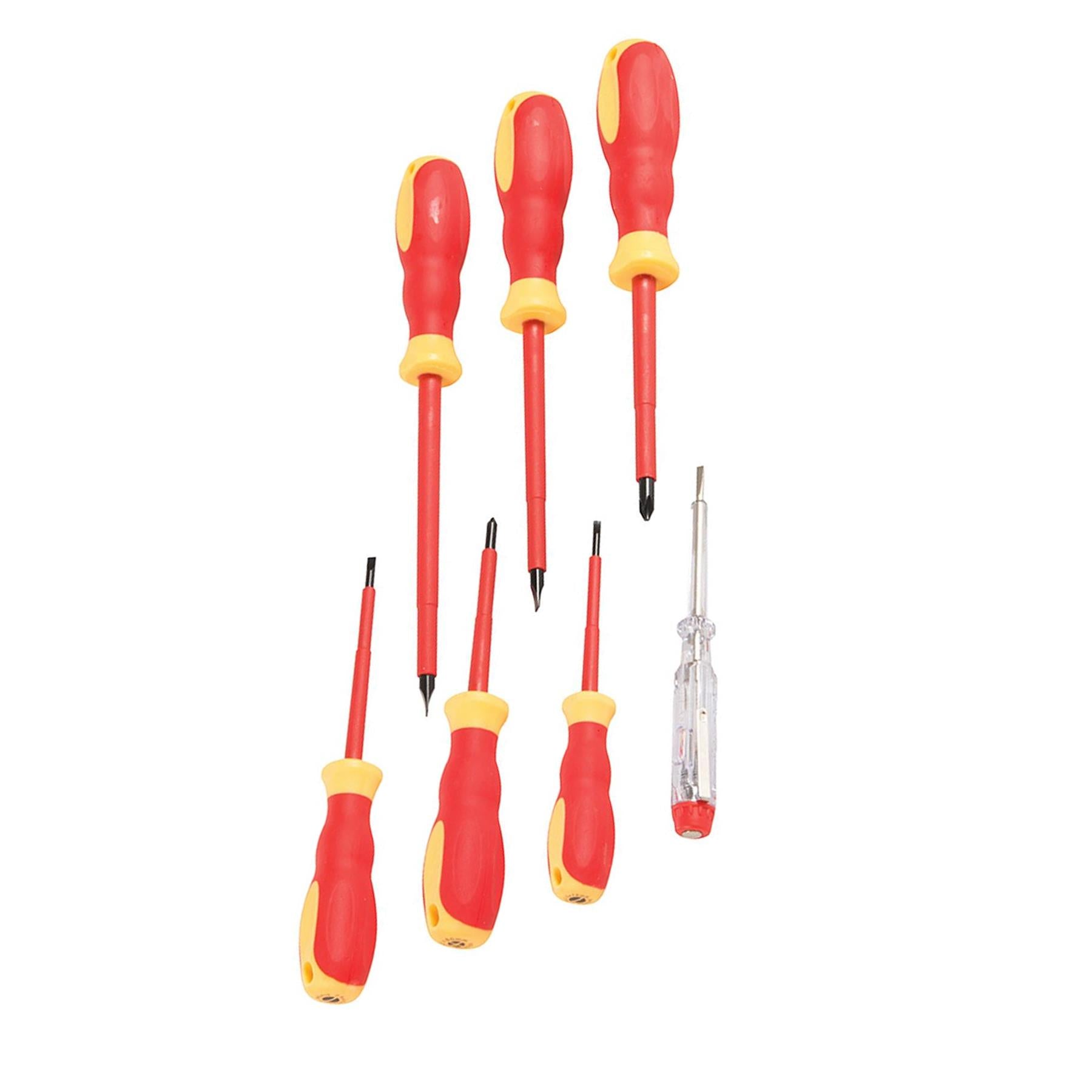 VDE Soft-Grip Electricians Screwdriver Set 7Pc Ergonomic 2Tone Soft Grip Handles