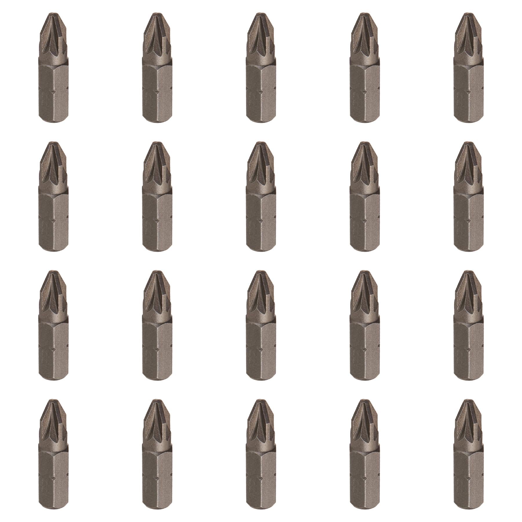Pozidriv PZ2 Screwdriver Bits CRV Chrome Vanadium Steel 1/4" Hex Drive 20Pcs