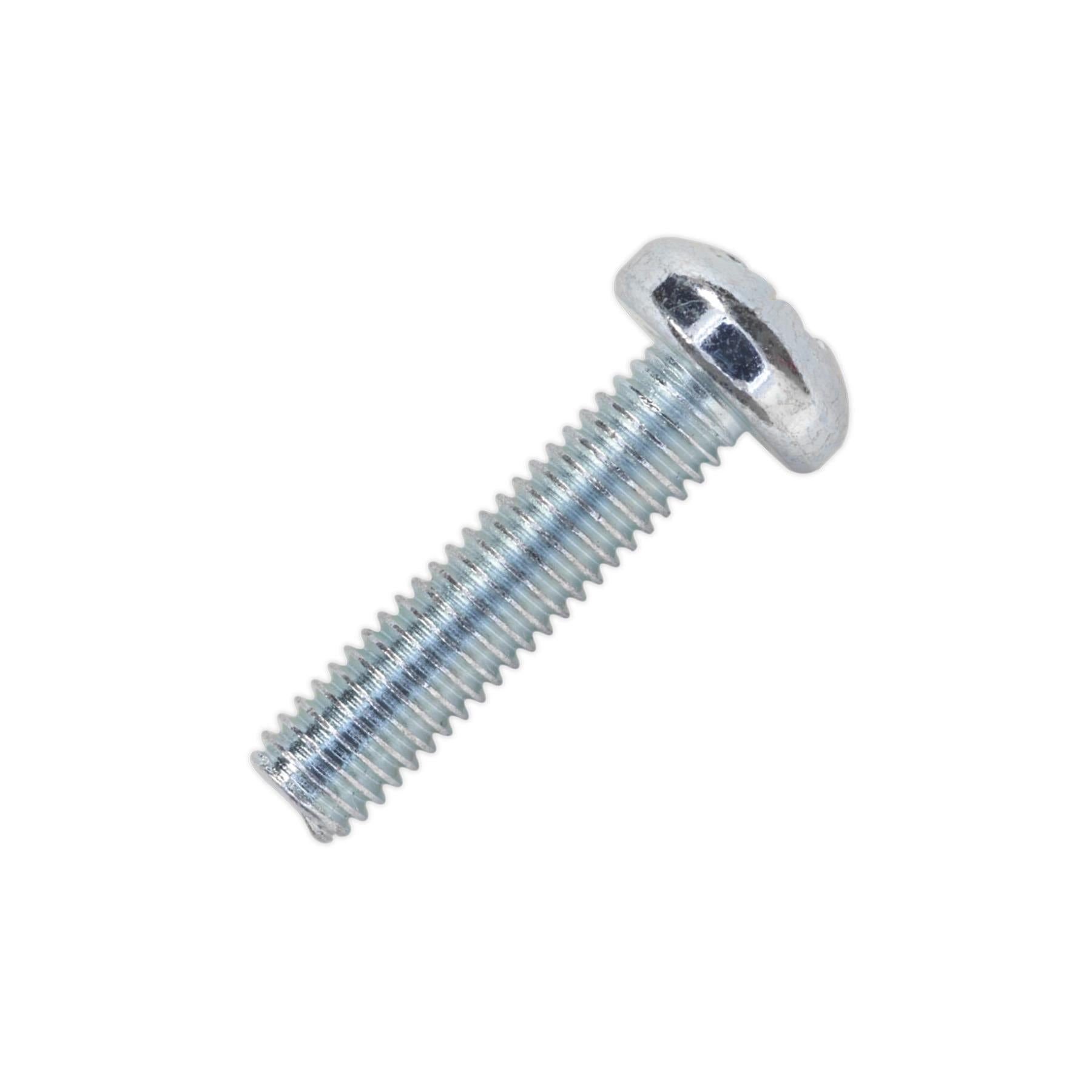 Sealey Machine Screw M6 x 25mm Pan Head Pozi Zinc Pack of 50