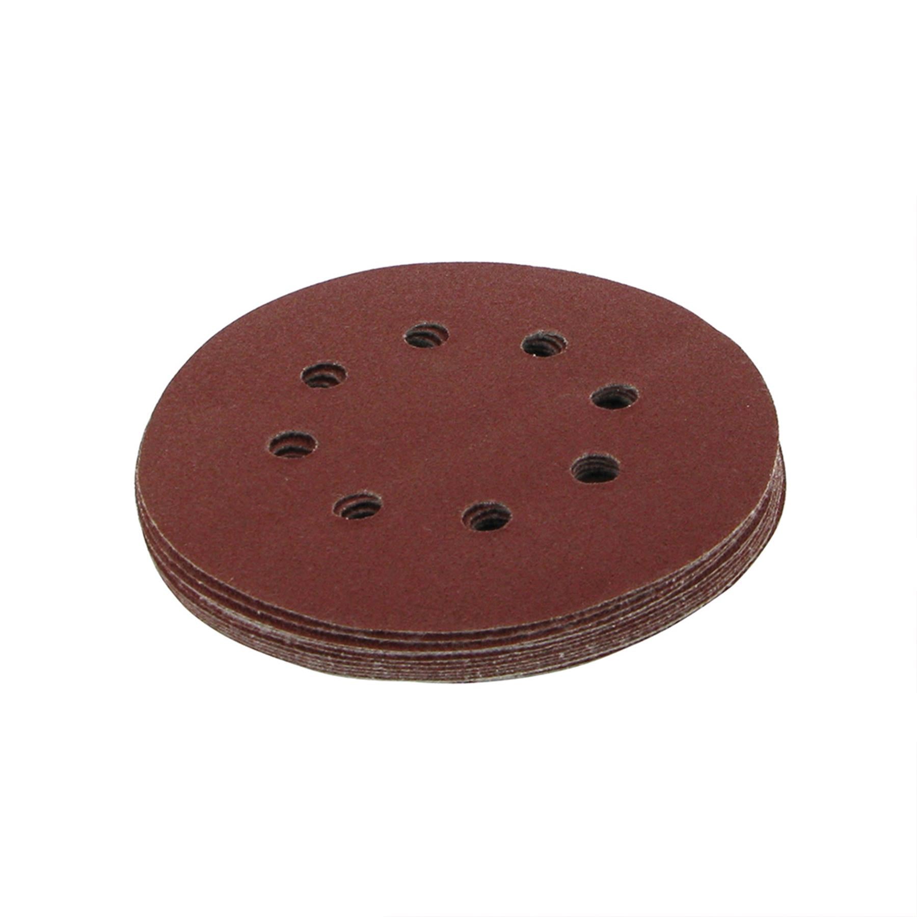 Punched Sanding Discs 125mm 10Pk Grit 80 Hook & Loop Aluminium Oxide New