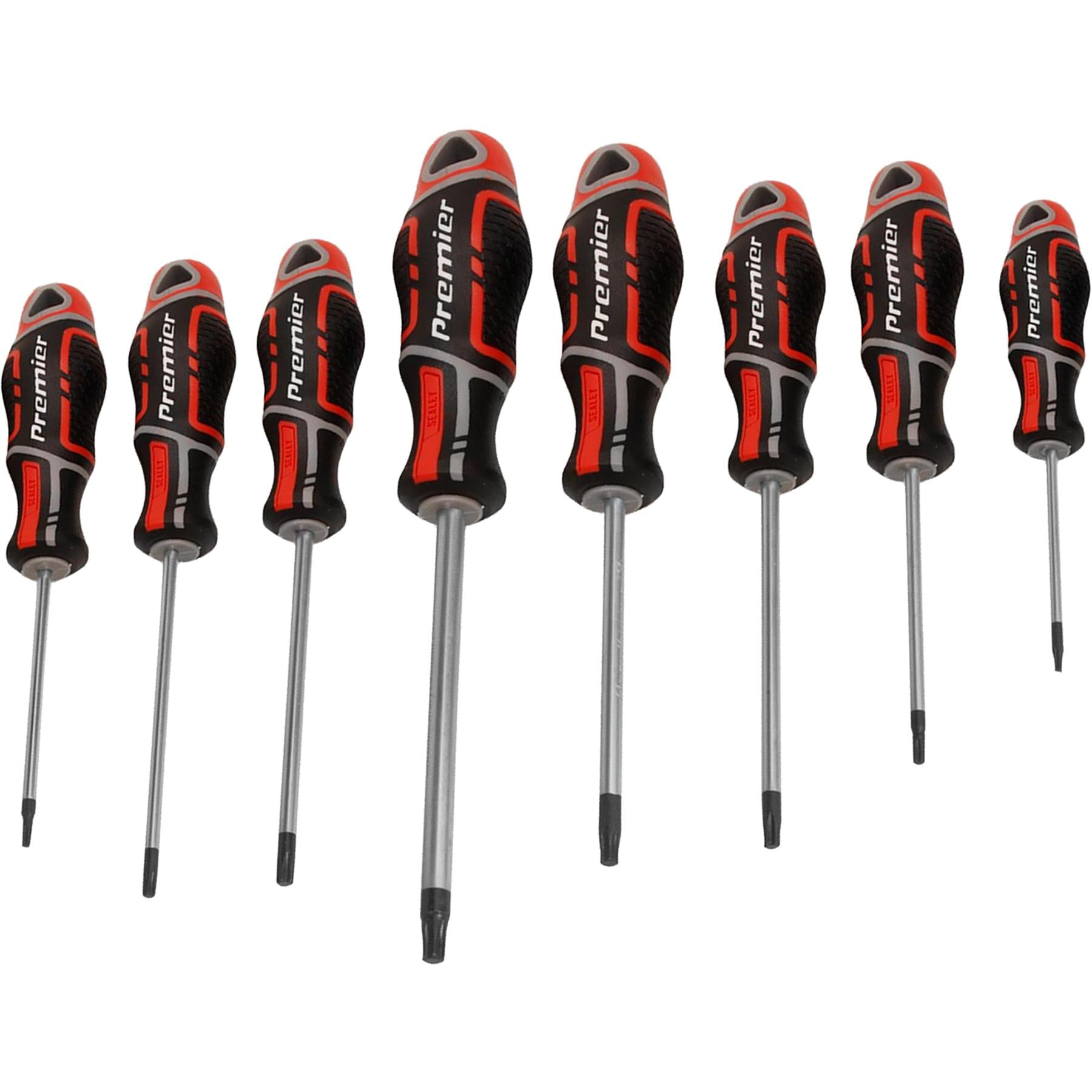 Sealey 8pc Security TRX Star Torx Screwdriver Set Magnetic GripMax 60-125mm Red