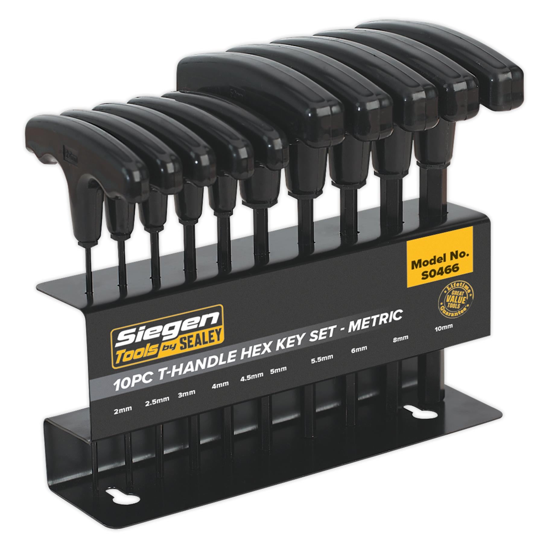 Sealey Hex Key Set 10pc T-Handle - Metric