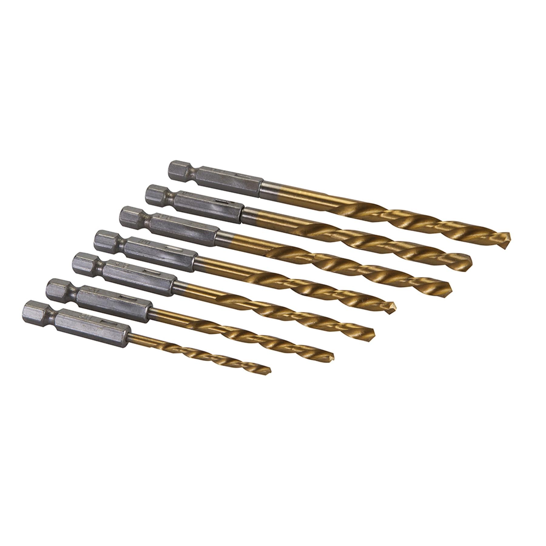 7 Piece Hex Shank Drill Bit Set 3mm - 6.5mm Fits All Standard Bit Holders