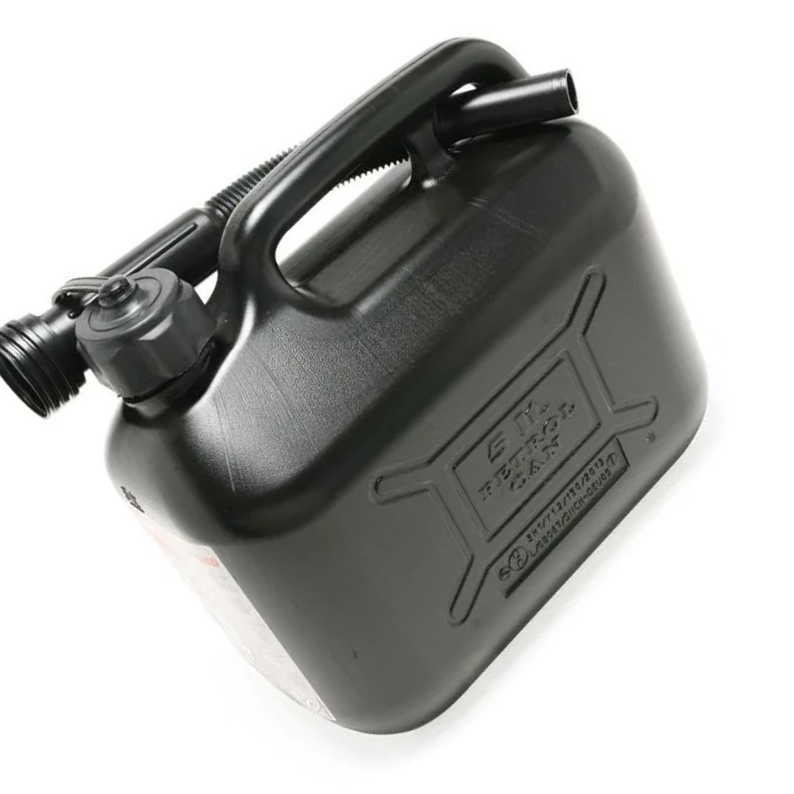5L BLACK PLASTIC FUEL JERRY CAN PETROL DIESEL WATER 5 LITRE WITH SPOUT