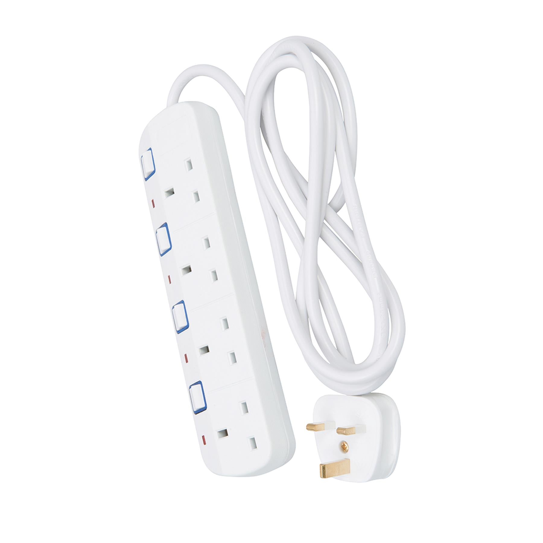 Switched Extension Lead 4-Gang 2M 13A With Neon Power Indicator 2M Long