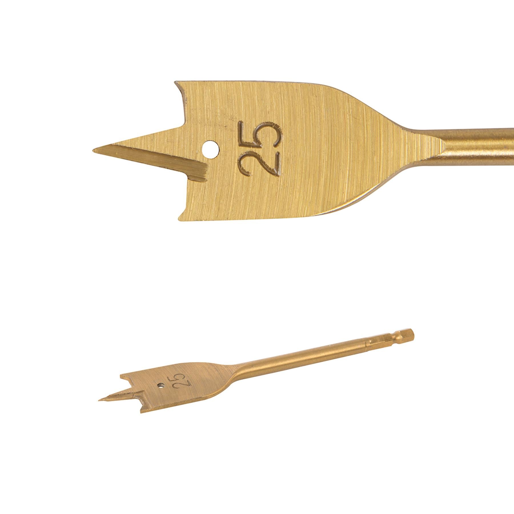 Flat Spade 25mm Titanium-gold Wood Drill Bits Timber Boring Hole Cutter Borer