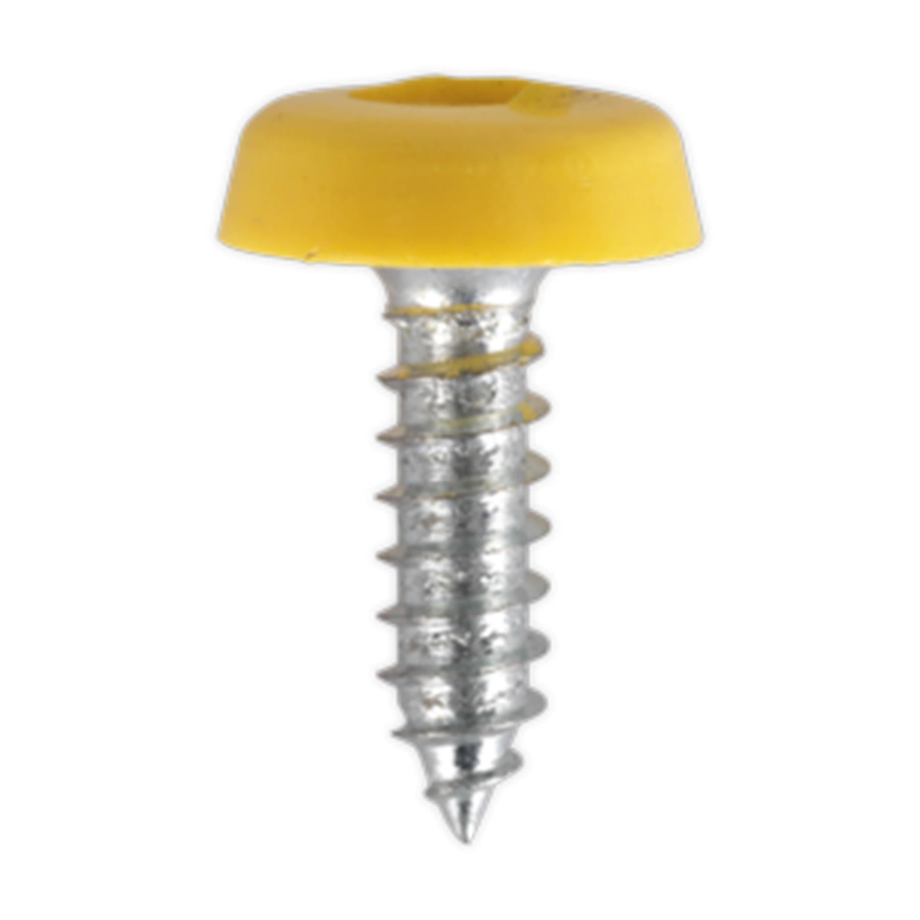 Sealey Numberplate Screw Plastic Head 4.8 x 18mm Yellow Pk of 50