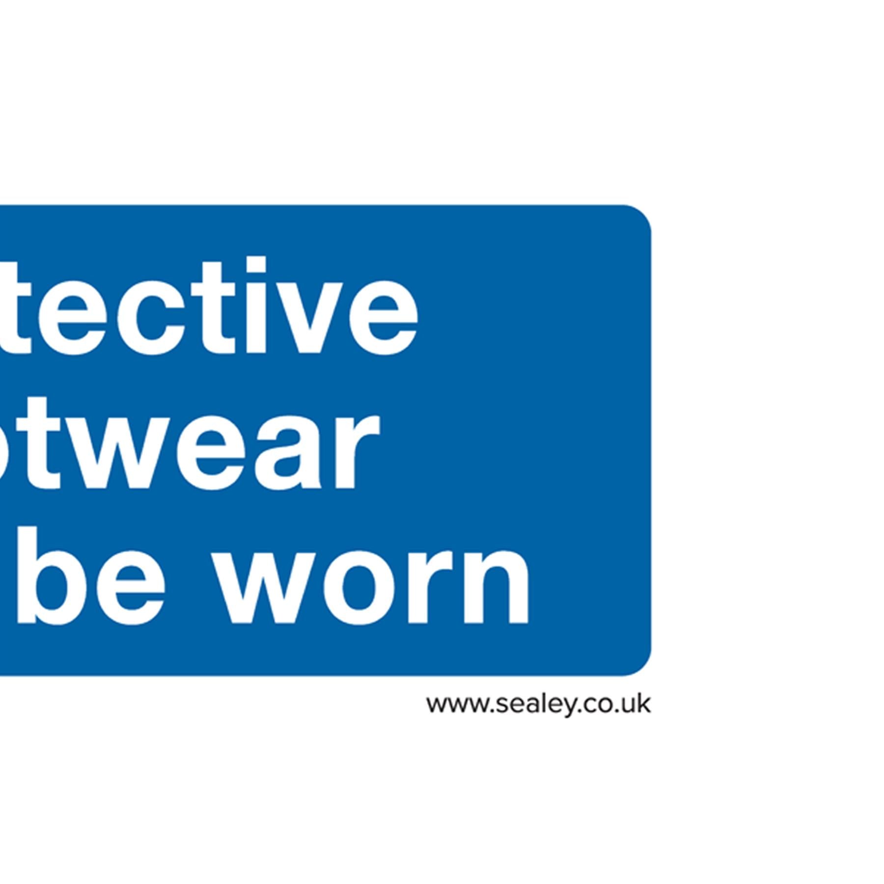 Sealey Safety Sign-Protective Footwear Must Be Worn-Self-Adhes-Pk10