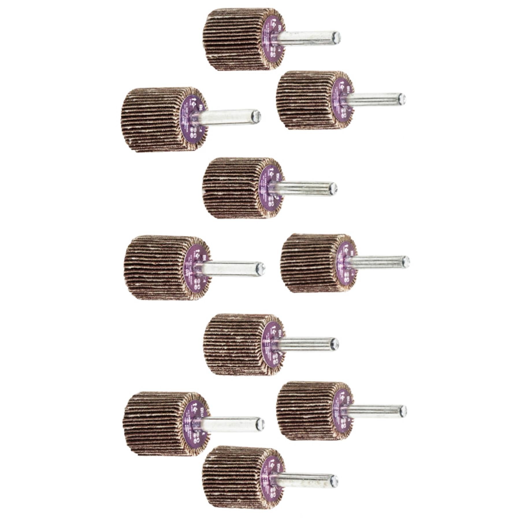 BlueSpot 10pc Sanding Flap Wheel Disc Set For Drill 120 Grit 25mm Wood Metal