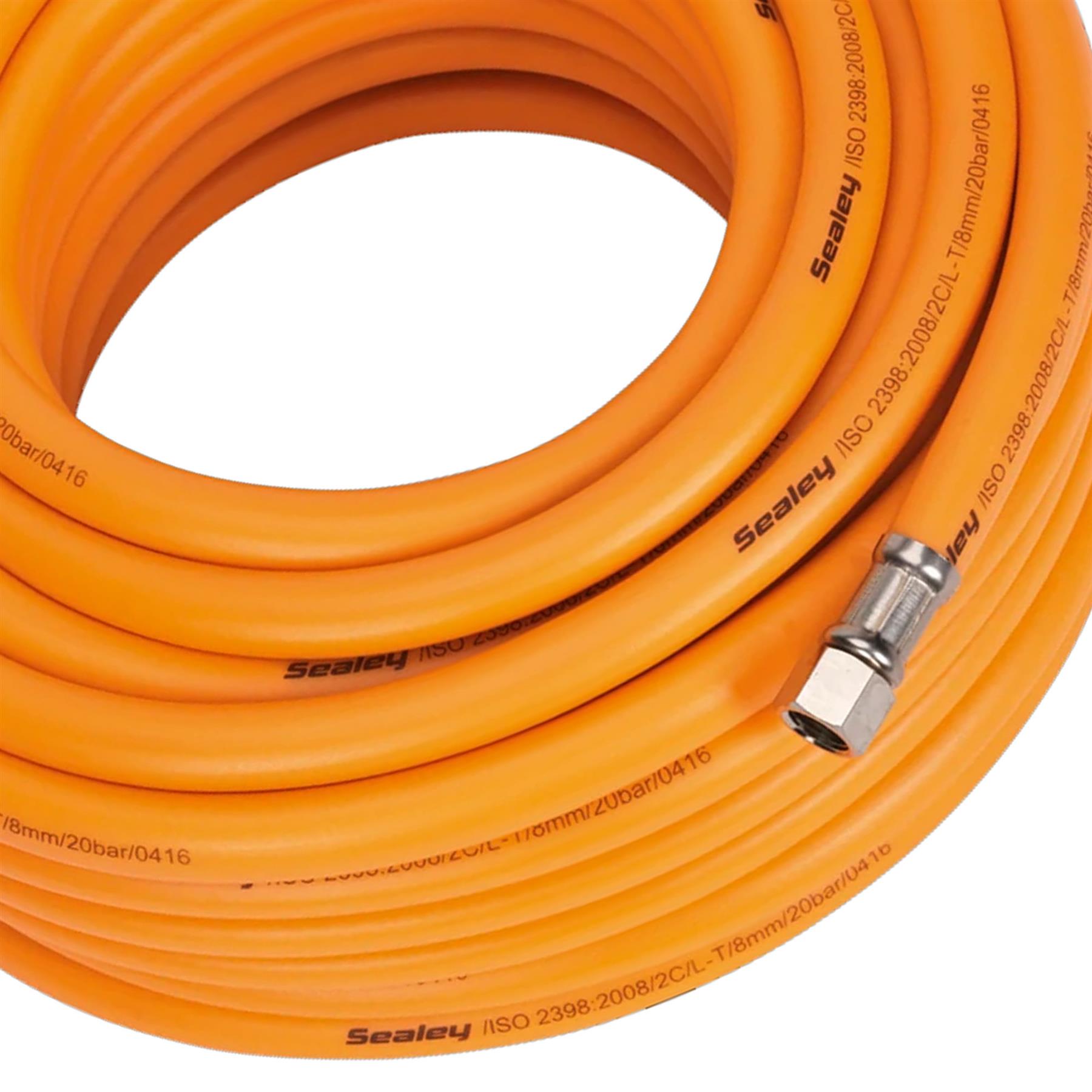 Sealey Air Hose 20m x 8mm Hybrid High-Visibility 1/4"BSP Unions