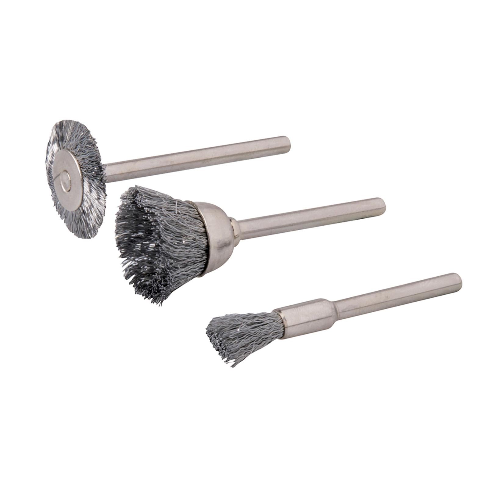3Pc Metal Polishing Steel Wire Brush Set Dremel Rotary Tool Polish Clean Wheel