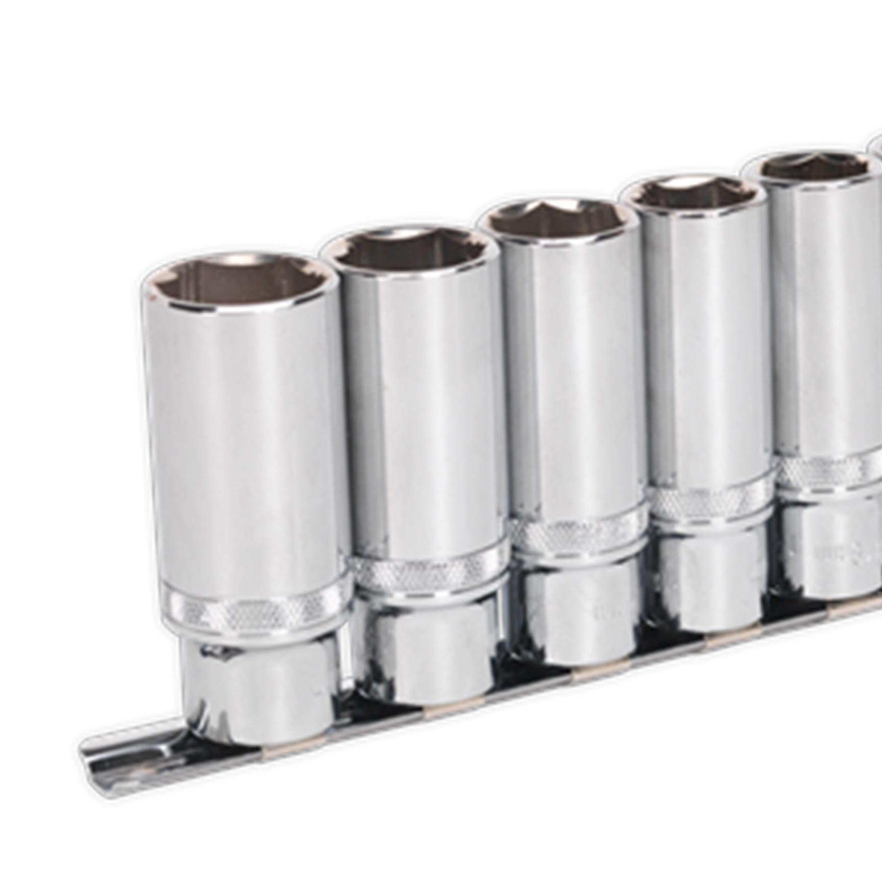 Sealey Deep Lock-On Socket Set 1/2" Sq Dr 13pc 10-24mm 6pt Metric Long Reach