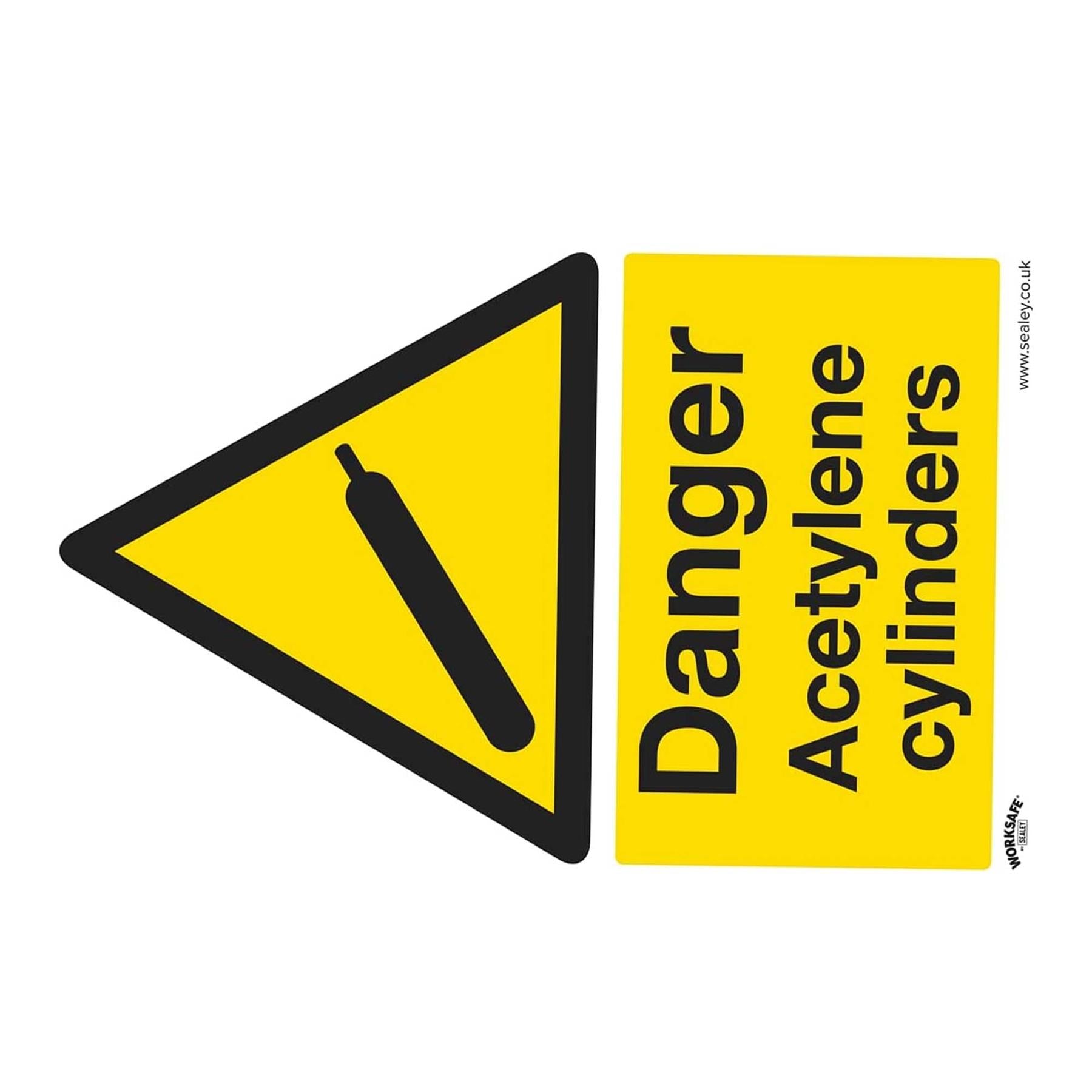 Warning Safety Sign - Danger Acetylene Cylinders - Rigid Plastic