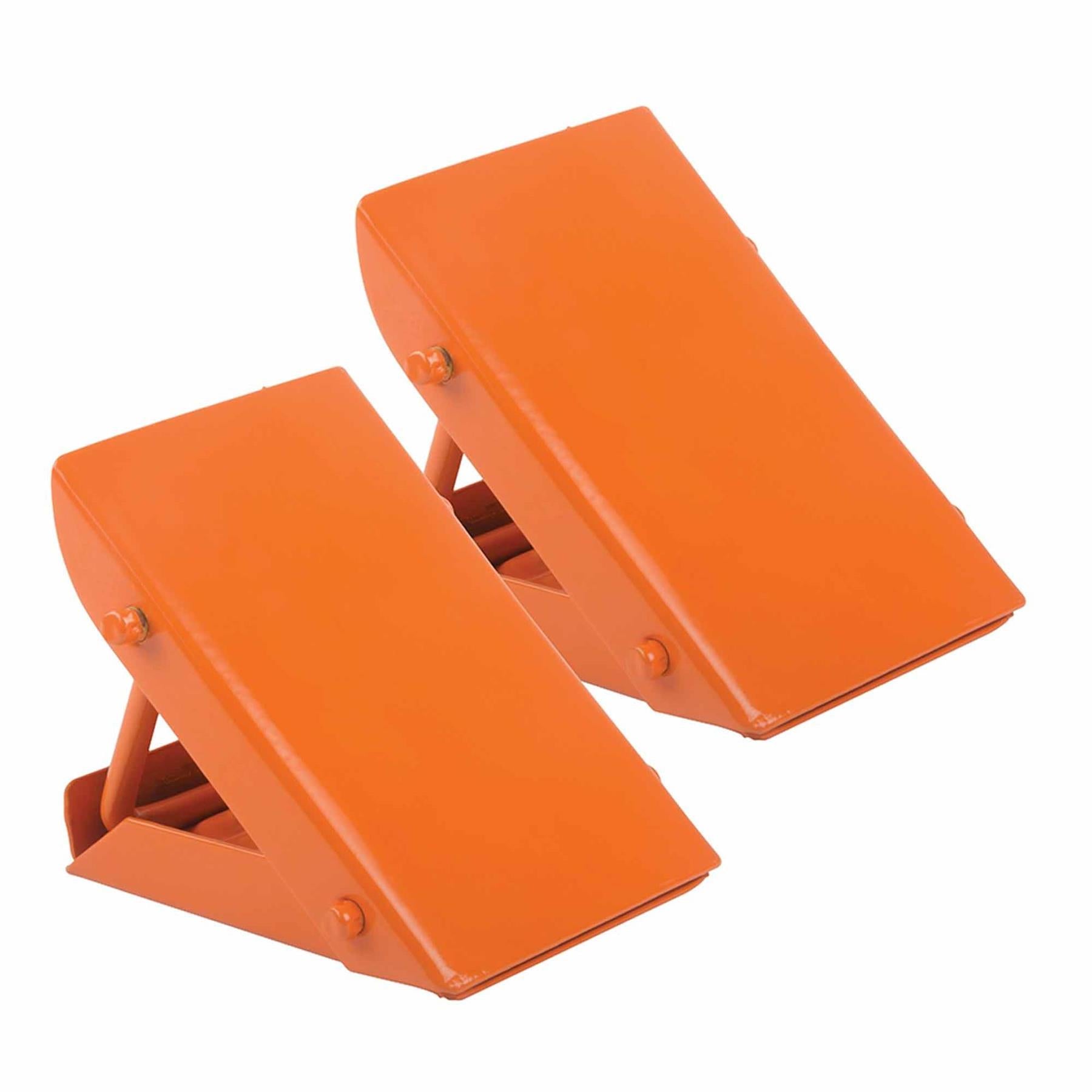 Folding Steel Wheel Chocks Bright Orange Cars, Caravans & Light Trucks