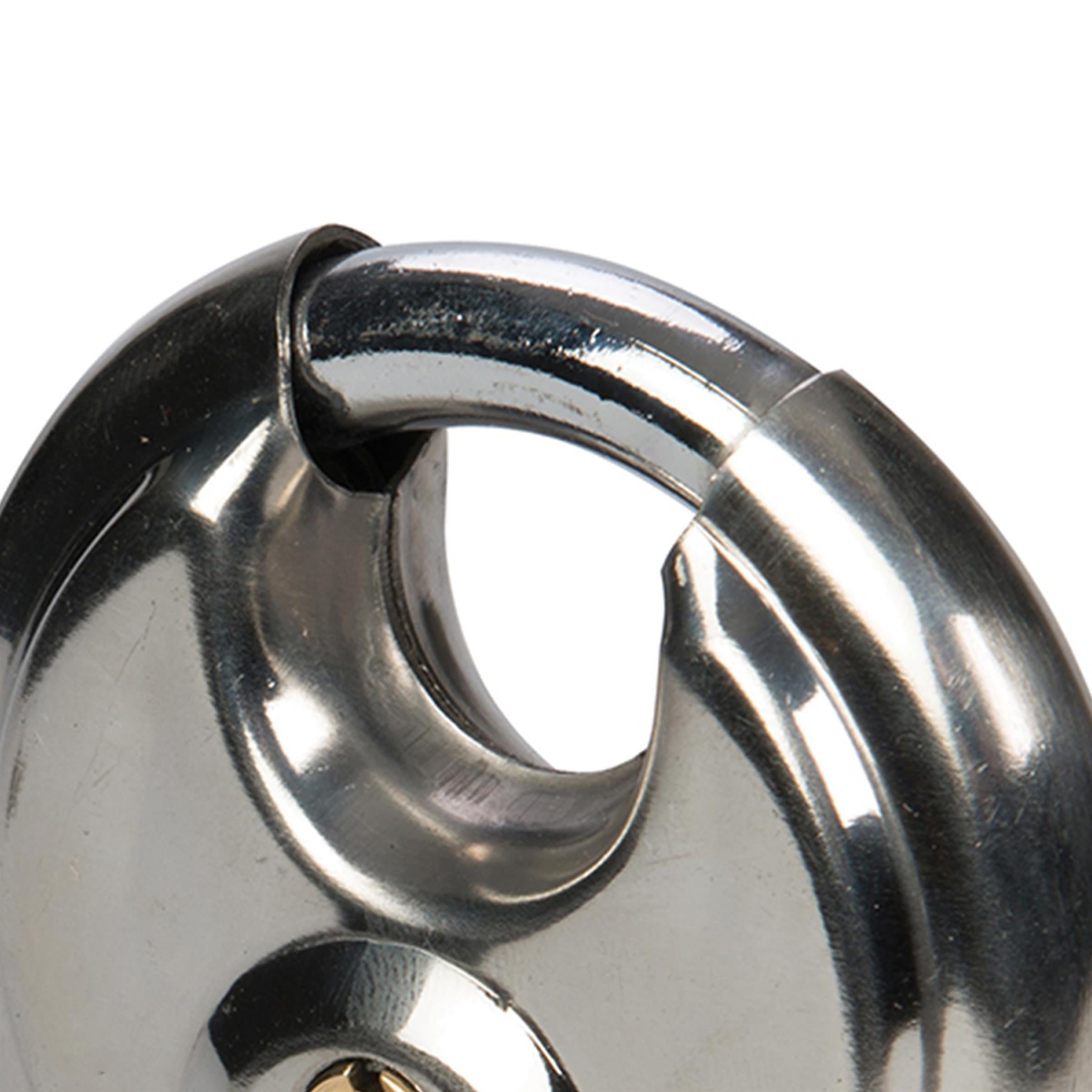 Stainless Steel Security Disc Padlock 90mm 3 Keys Hardened Steel Shackle