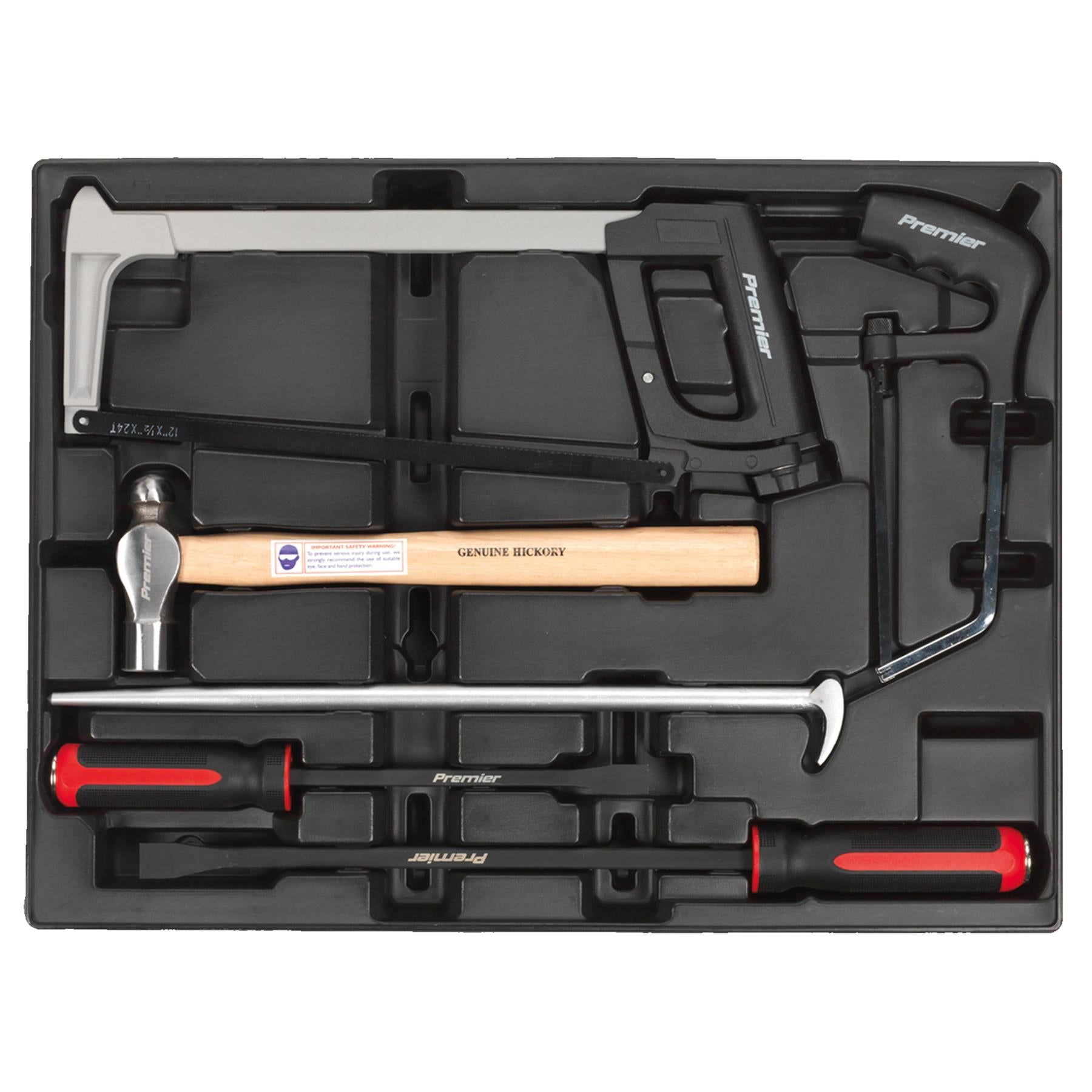 Sealey Tool Tray with Pry Bar, Hammer & Hacksaw Set 6pc