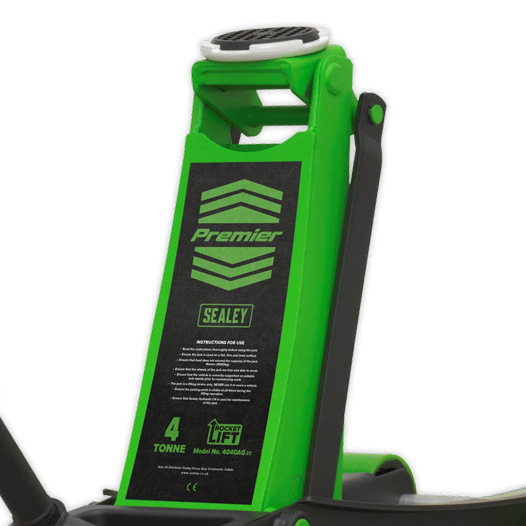 Sealey Trolley Jack 4tonne Rocket Lift Green Garage Workshop DIY