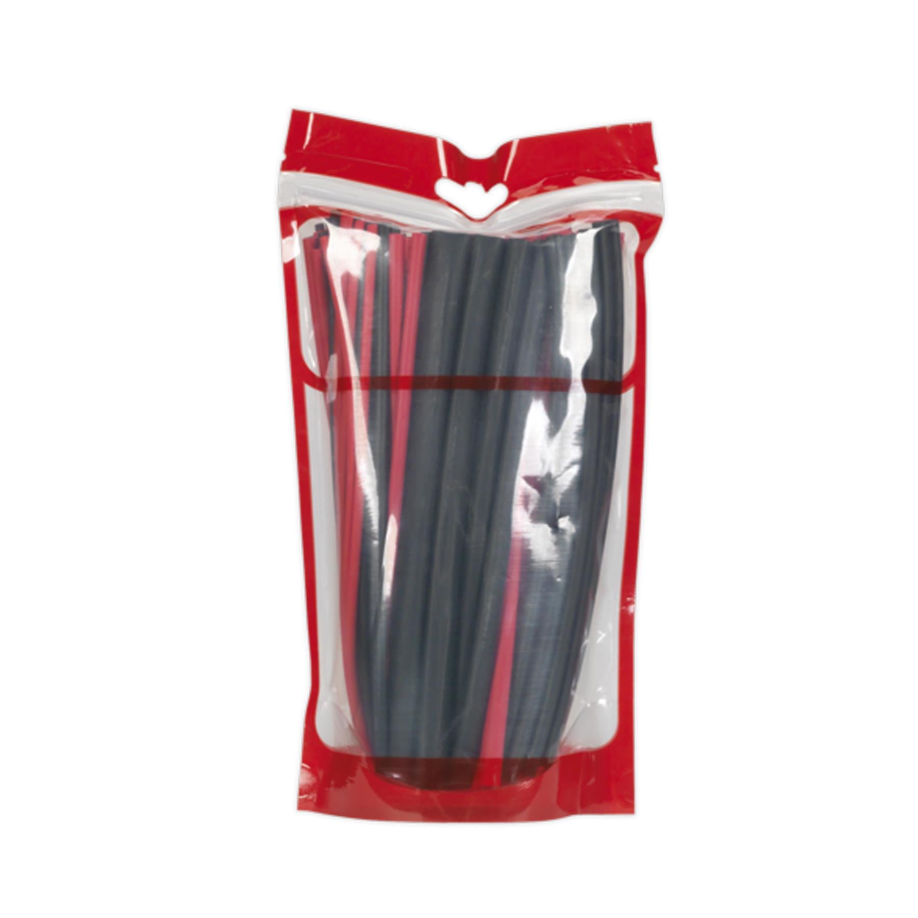 Sealey Heat Shrink Tubing Asstmt 72pc Black & Red Adh Lined 200mm