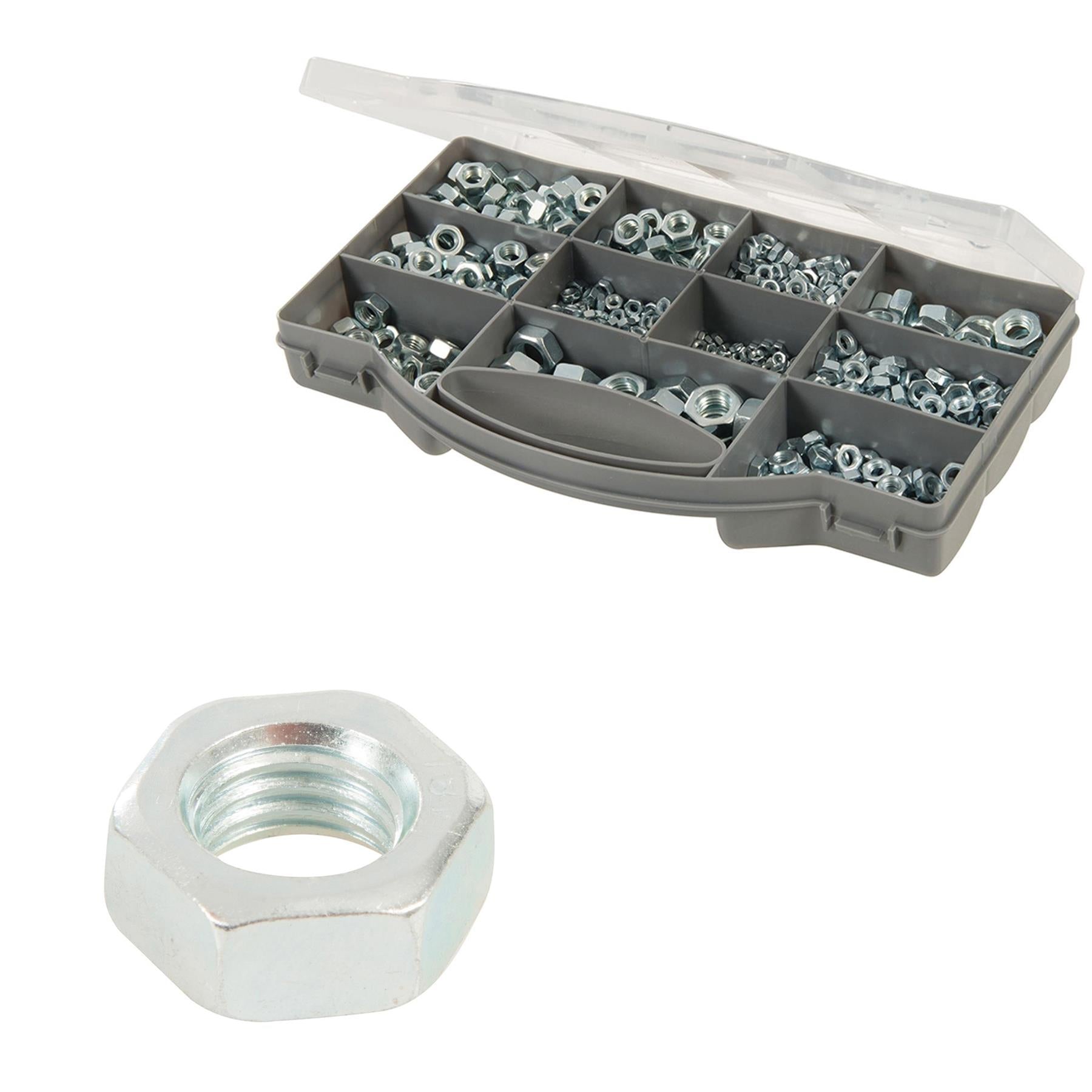 1000Pce Hex Nuts Pack Assortment Internally Threaded Fastner Secure Fixing Diy