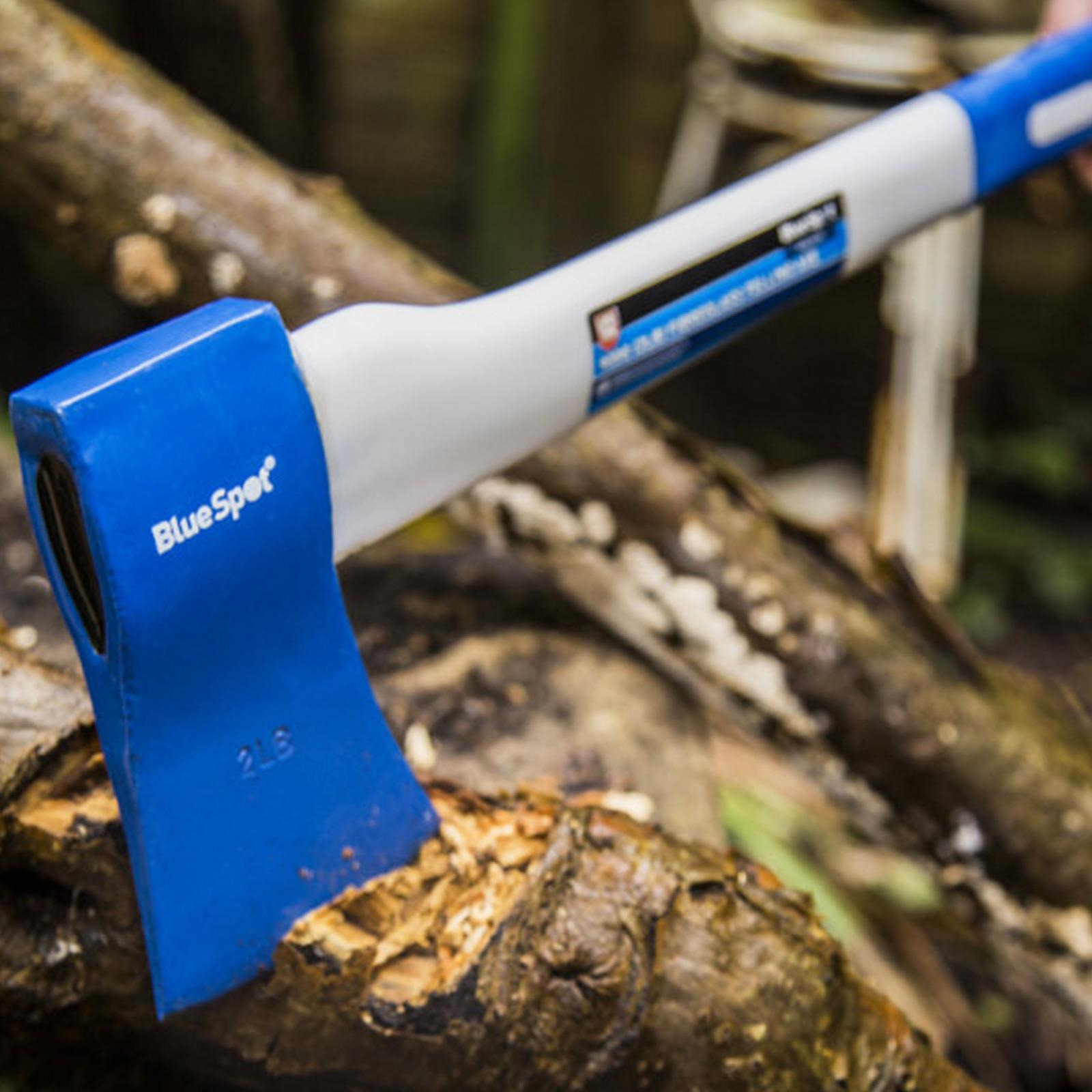 0.9kg 2lb Fibreglass Felling Axe Wood Splitter Shock Absorbtion Bluespot