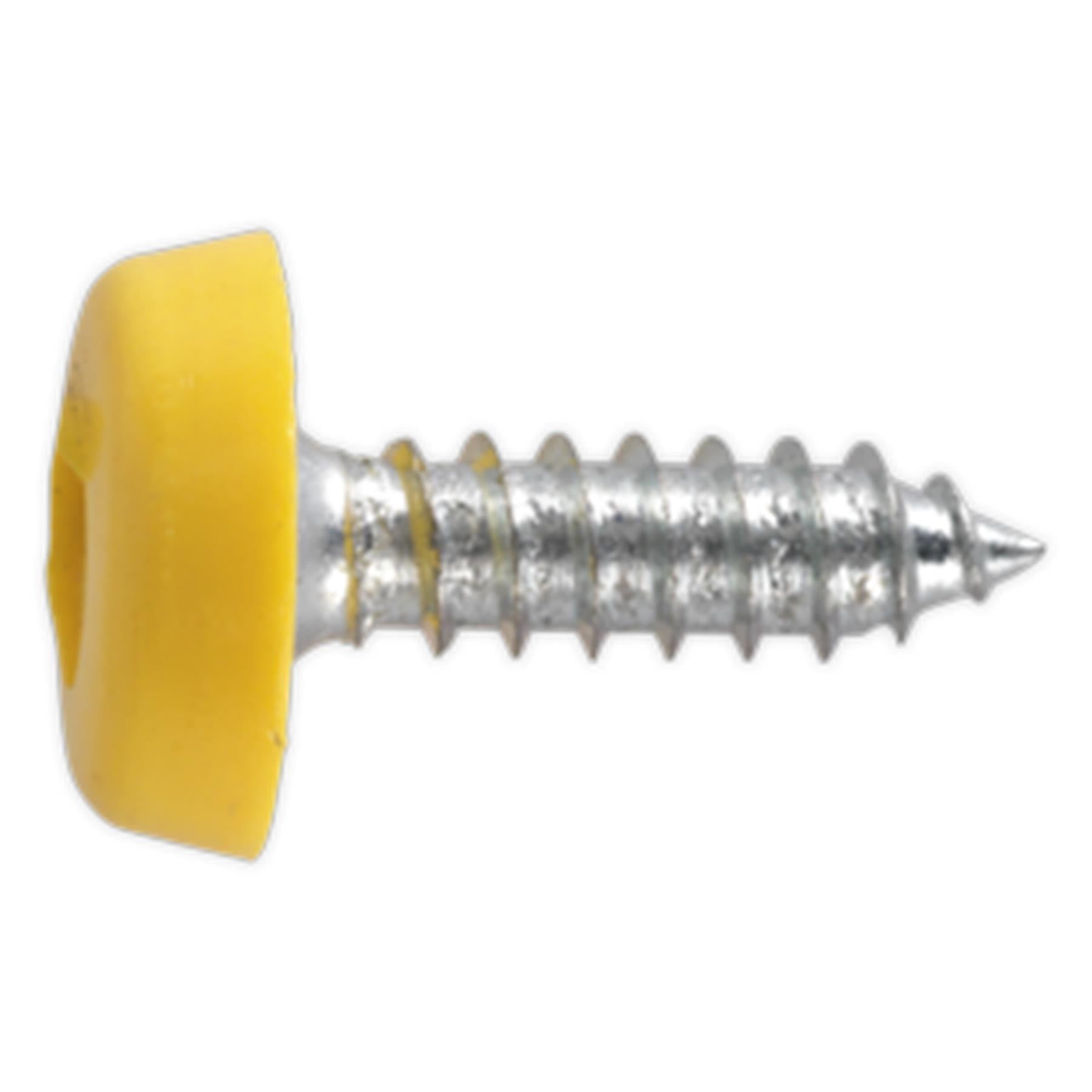 Sealey Numberplate Screw Plastic Head 4.8 x 18mm Yellow Pk of 50