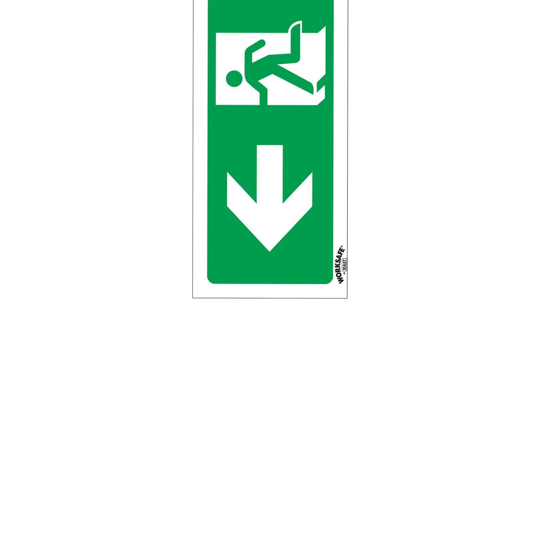 Sealey Safety Sign - Fire Exit (Left) - Slf-Adhes. Vinyl - Pk of 10