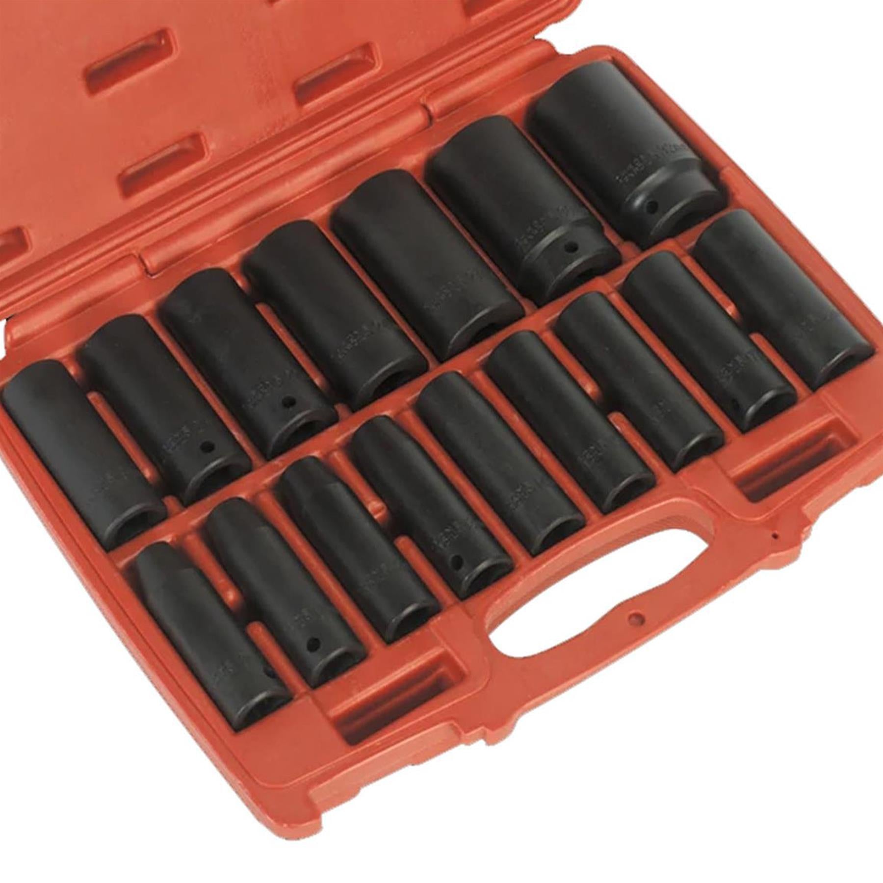 Sealey Impact Socket Set 16pc 1/2"Sq Drive Deep Metric