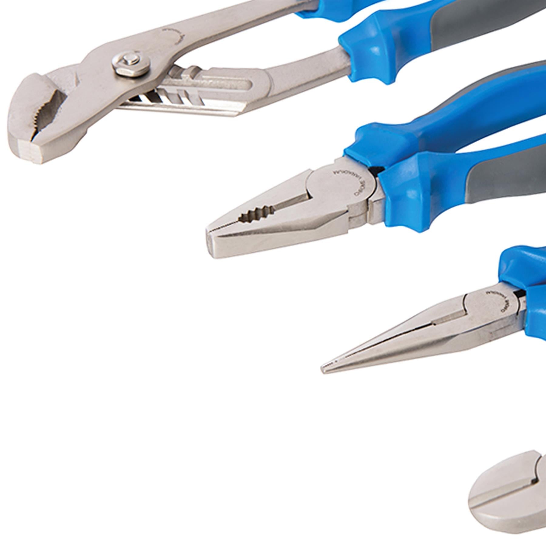 4pc Expert Pliers Set Water Pump Combination Long Nose & Diagonal Side Cutters