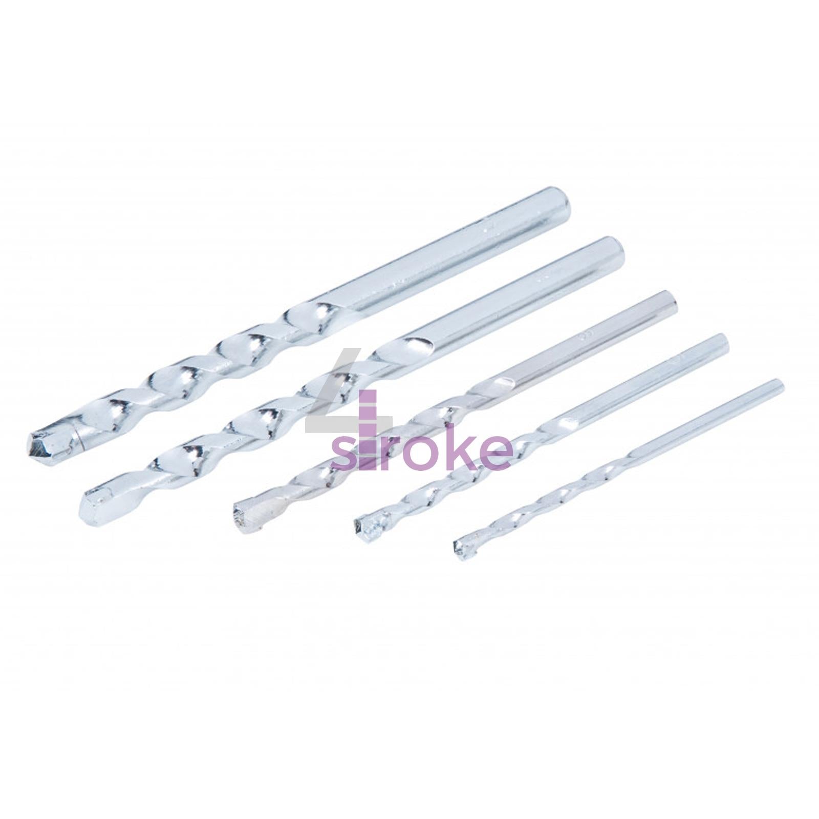 BlueSpot 5 Piece Masonry Drill Bit Set 4-10mm Brick Block Stone Tile Cracked Case
