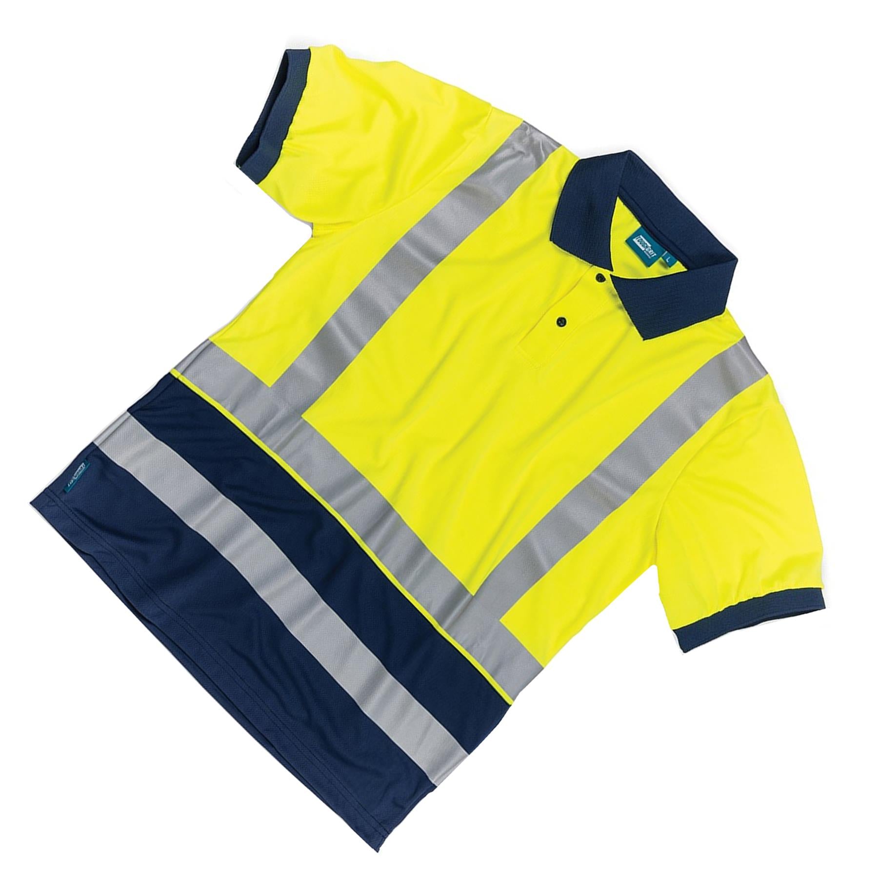 Tough Grit Hi-vis 2-tone Polo Shirt High Visibility Reflective Tape Safety M