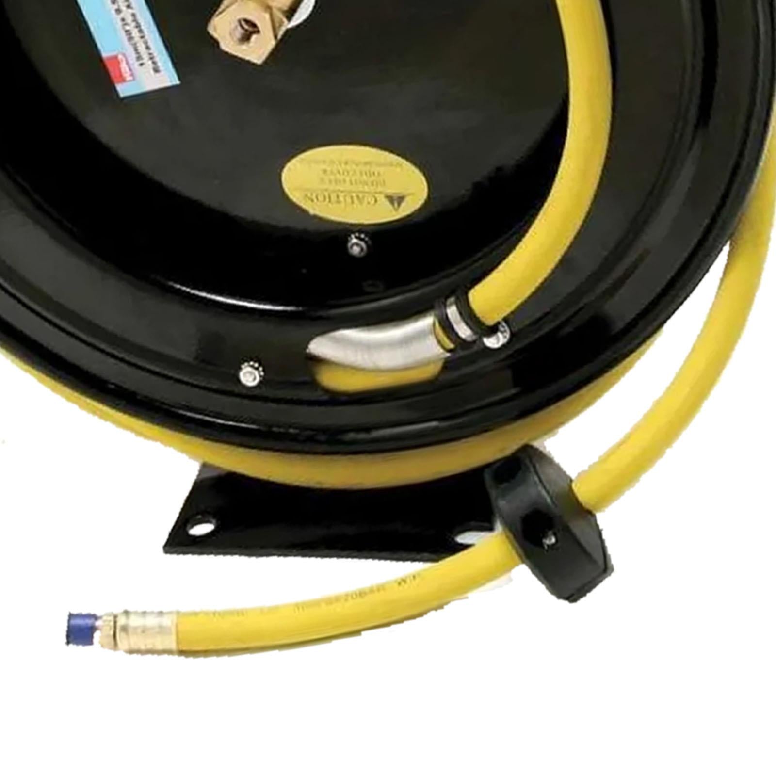 Heavy Duty 15m Air Hose Reel 15m x 9.5mm Wall Ceiling Floor Mounted Bracket Rectractable Hose