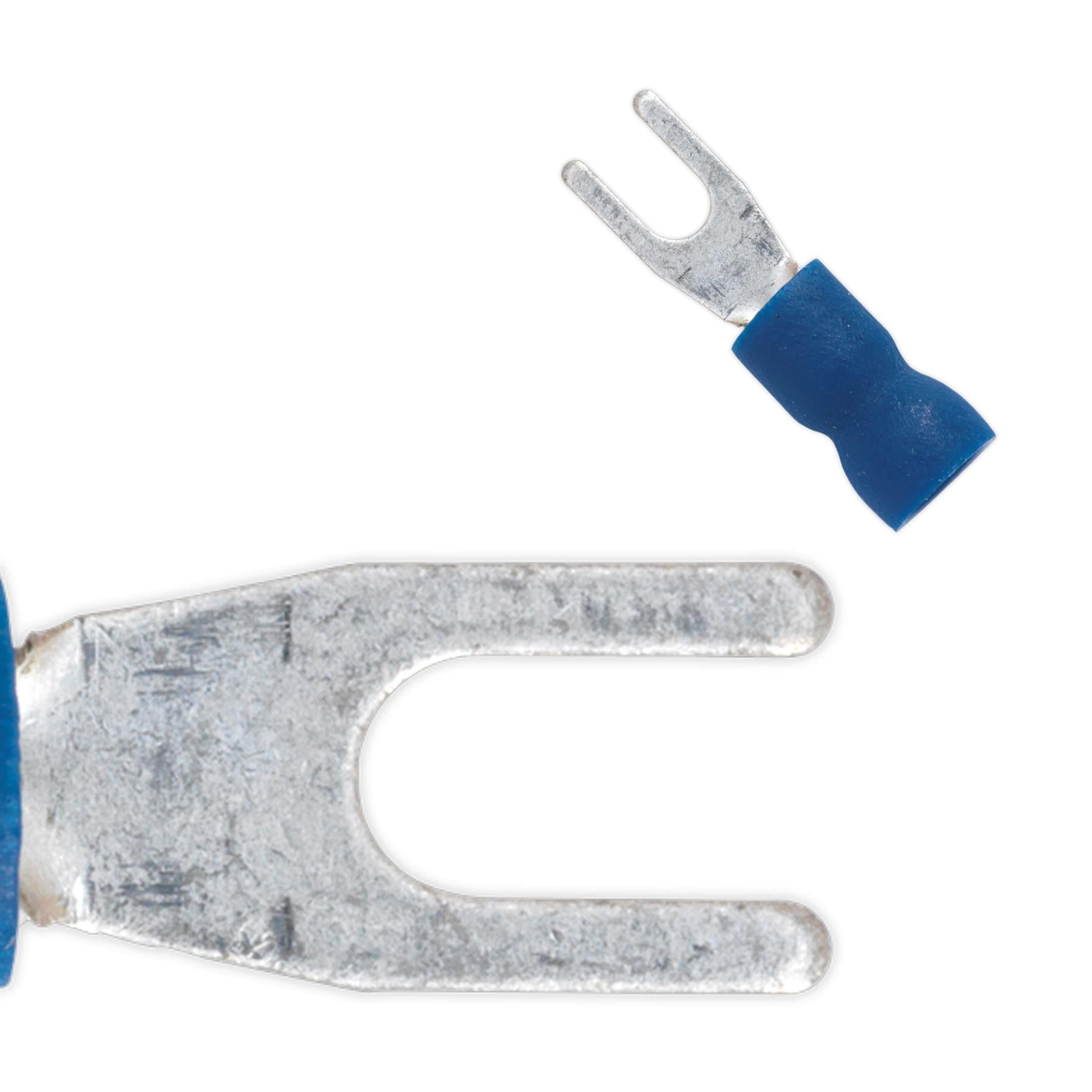 Sealey Easy-Entry Fork Terminal �3.7mm (4BA) Blue Pack of 100