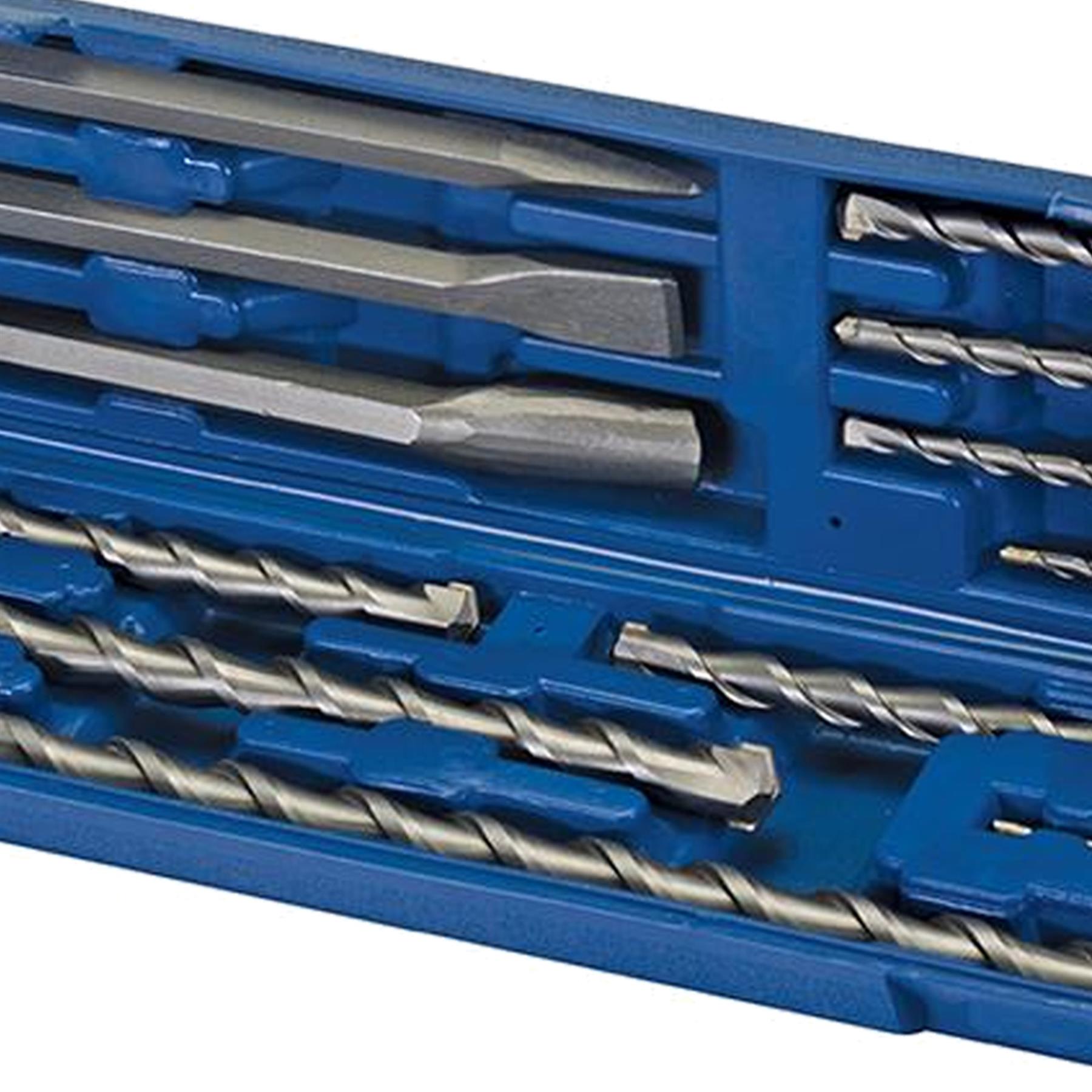12Pce SDS Plus Masonry Drill & Steel Set In Sturdy Case Professional Tool