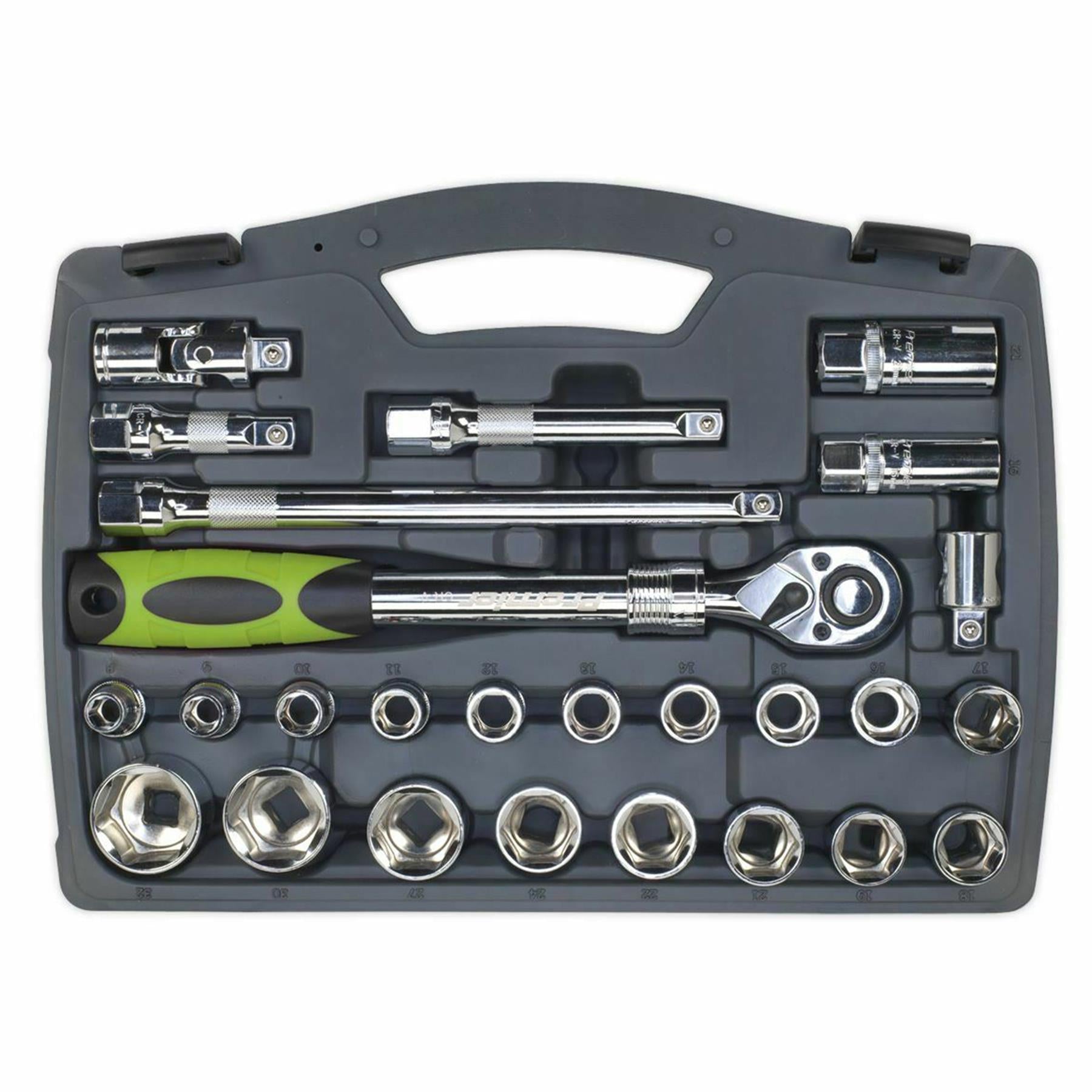 Sealey Socket Set 26pc 1/2"Sq Drive 6pt WallDrive Metric