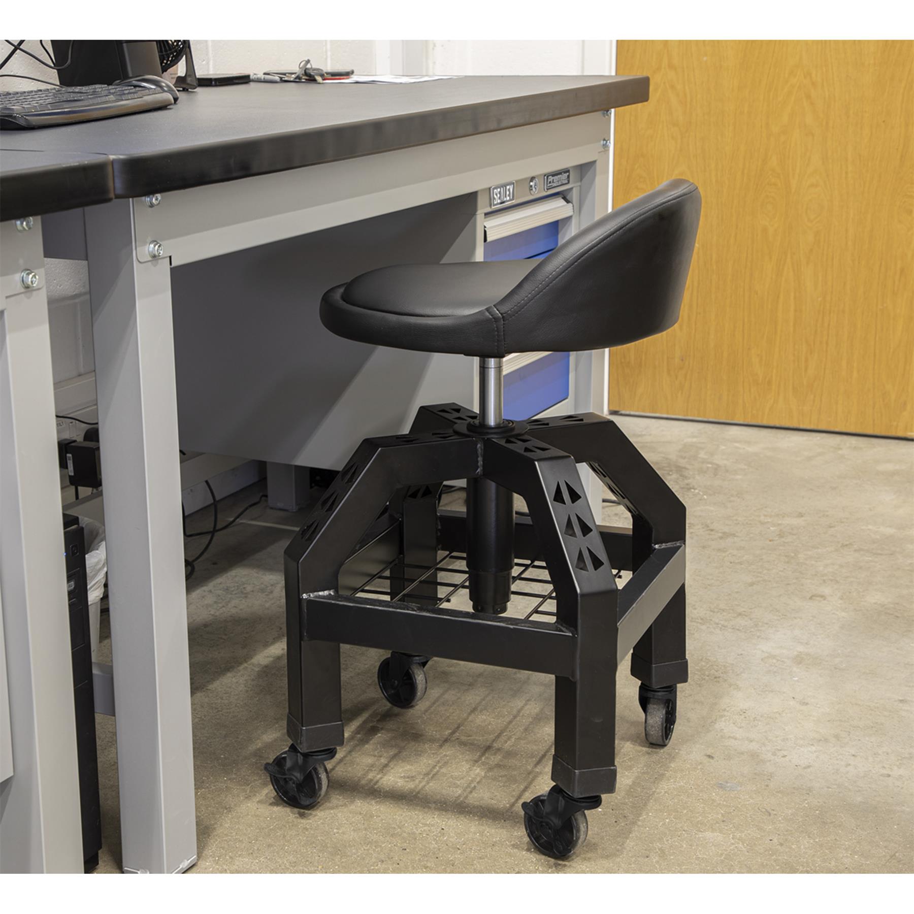 Sealey Creeper Stool Pneumatic w/ Adj. Ht. Swivel Seat & Back Rest