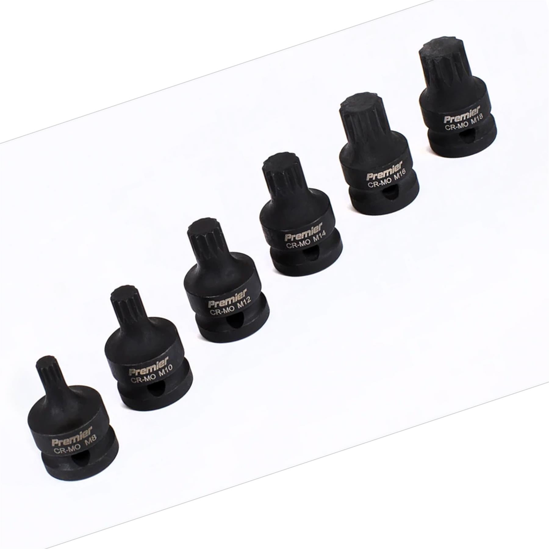 Sealey Impact Spline Socket Bit Set 6pc 1/2"Sq Drive