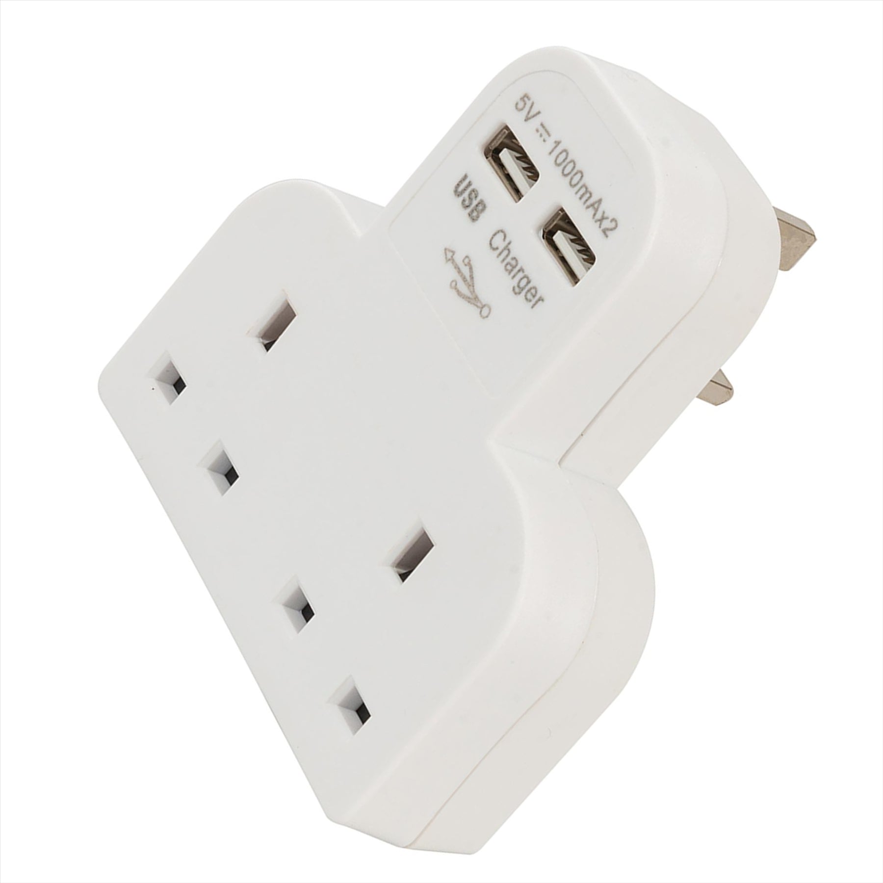 Double Socket With Twin USB 2100mAh Combined Phone & Tablets Charger