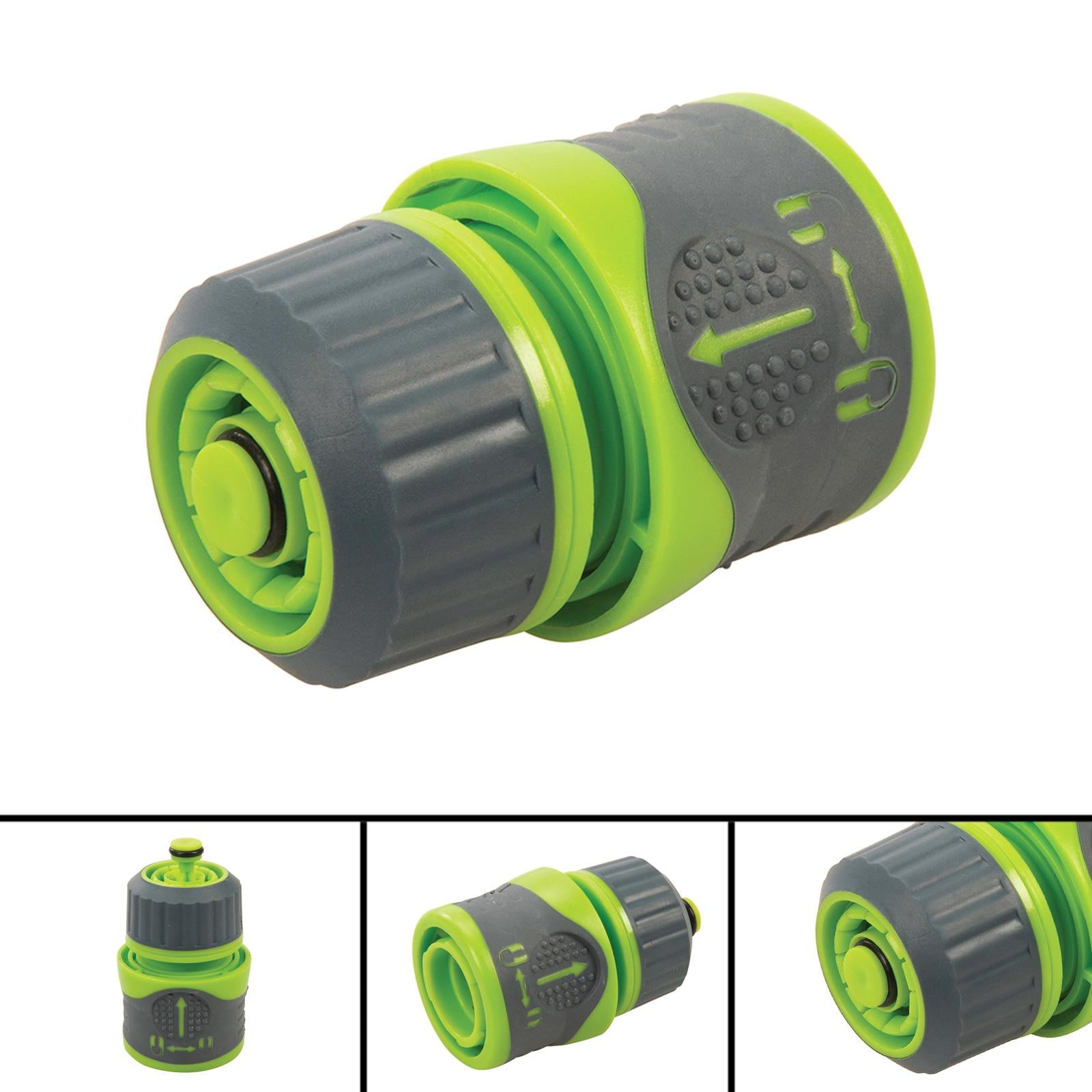 Female Soft-Grip Water Stop Hose Quick Connector - 1/2" High Quality Abs Plastic