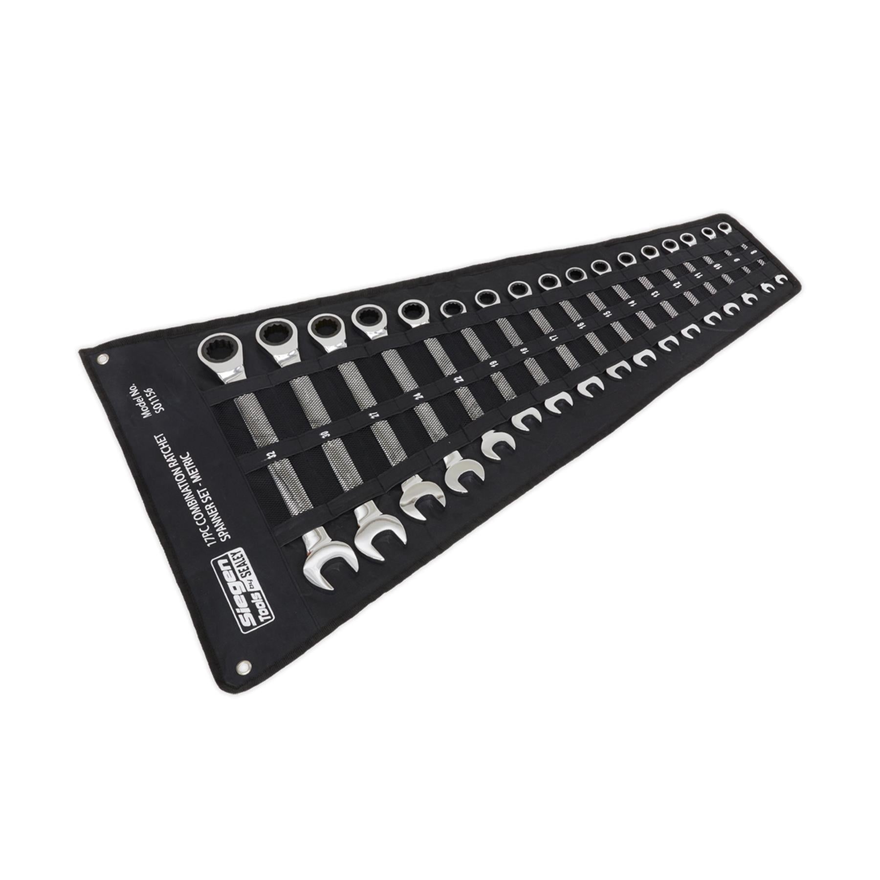 Sealey Combination Ratchet Spanner Set 17pc Metric Chrome Vanadium Steel