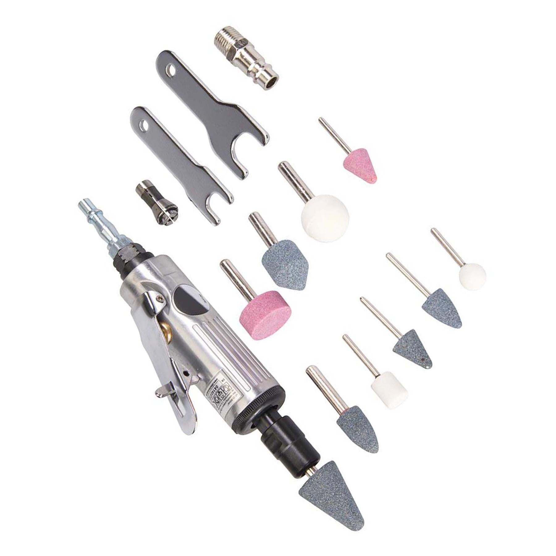 15 Piece Air Die Grinder Kit 160mm - All 1/4" & 1/8" Shank Burrs And Grindstones