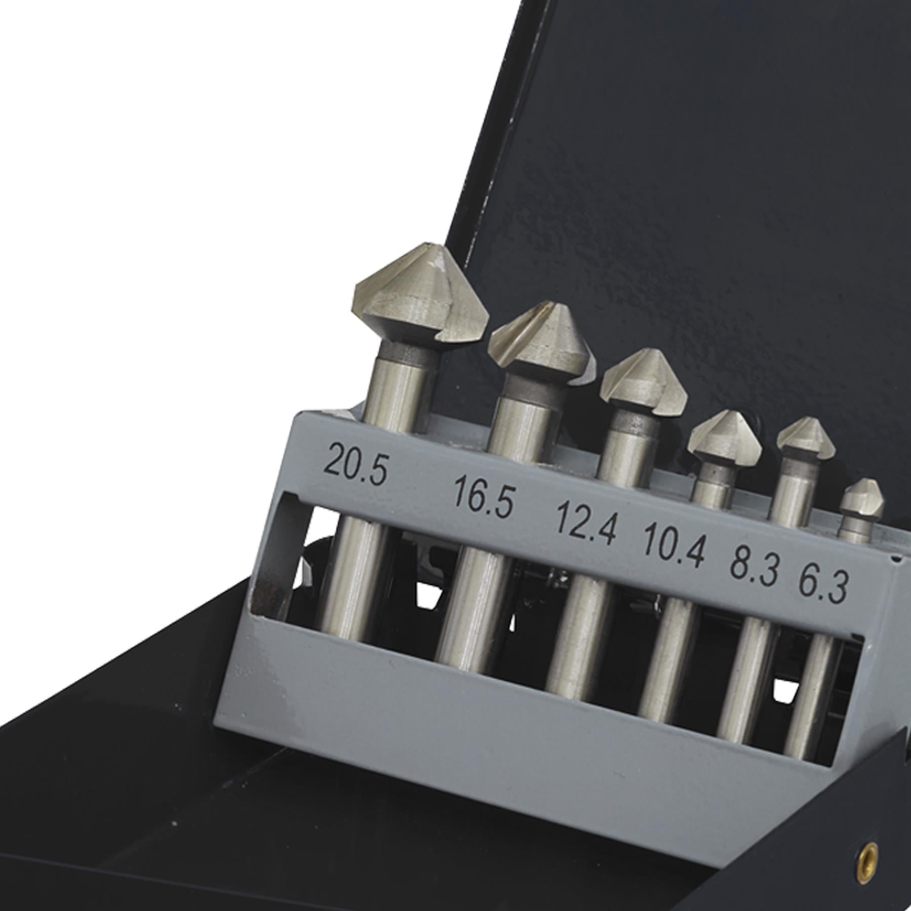 Sealey Countersink Bit Set 6pc 3 x V Flutes Drill Woodwork 6.3-20.5mm Joinery